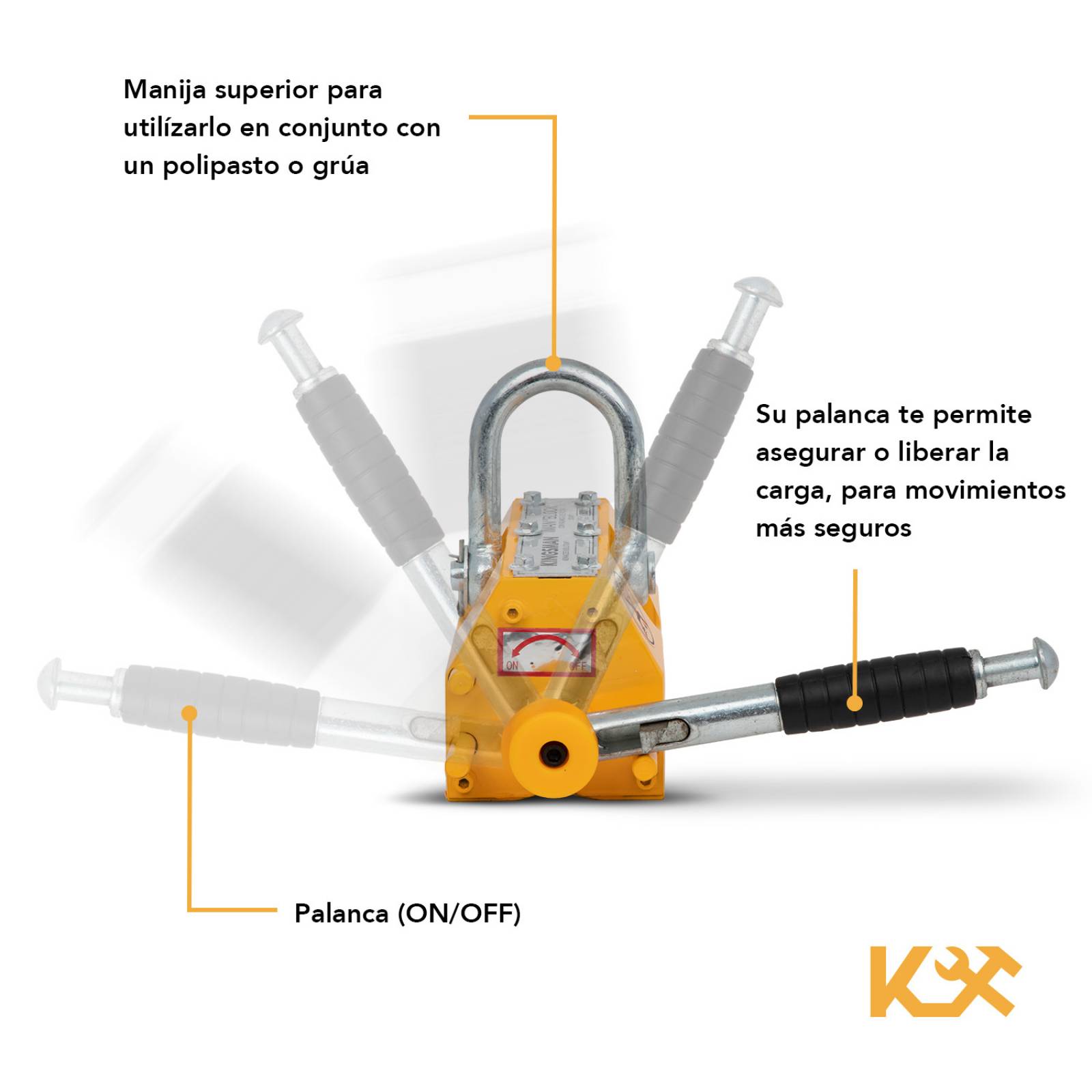 Iman Elevador Magnetico 300kg Con Palanca Liberar Carga 