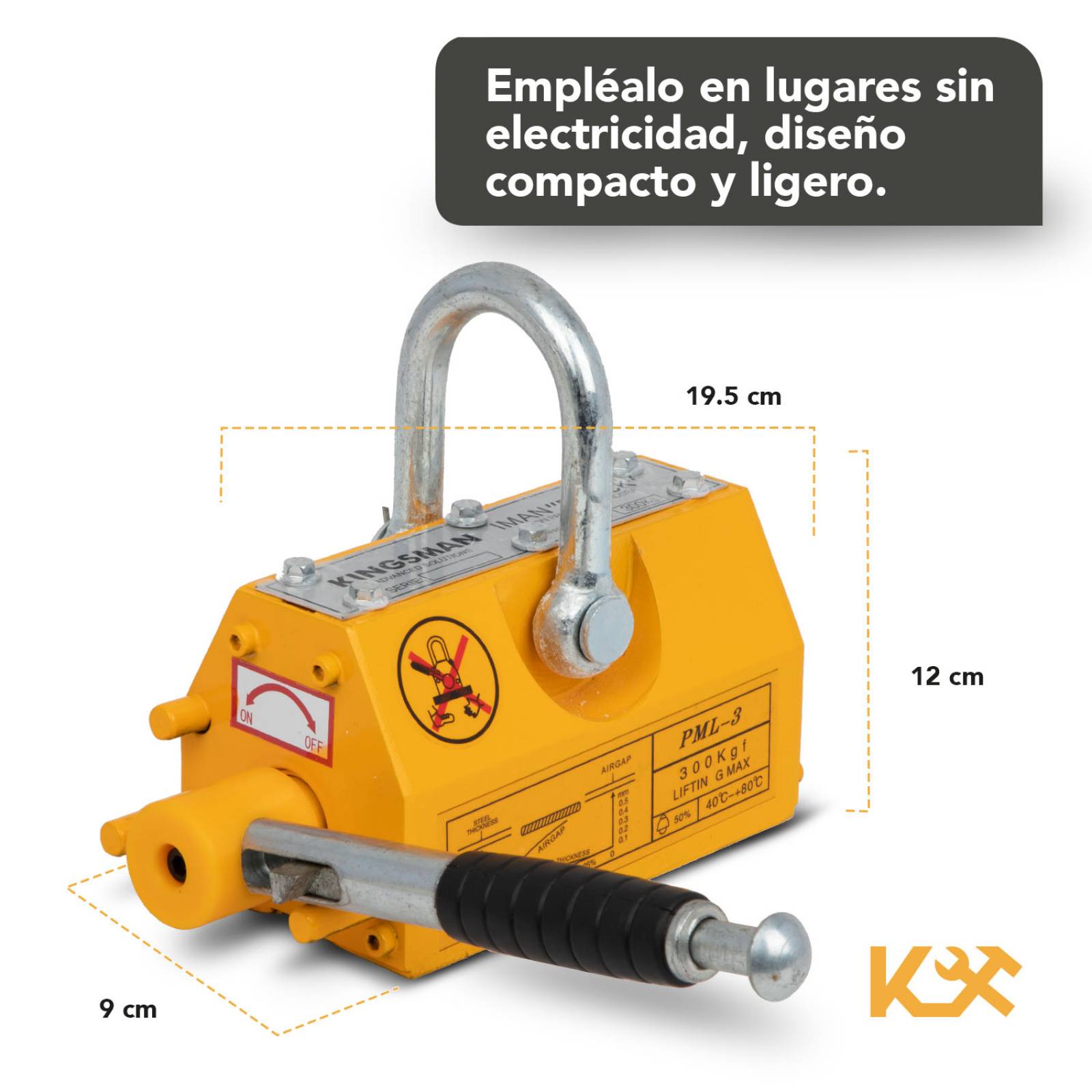 Iman Elevador Magnetico 300kg Con Palanca Liberar Carga 