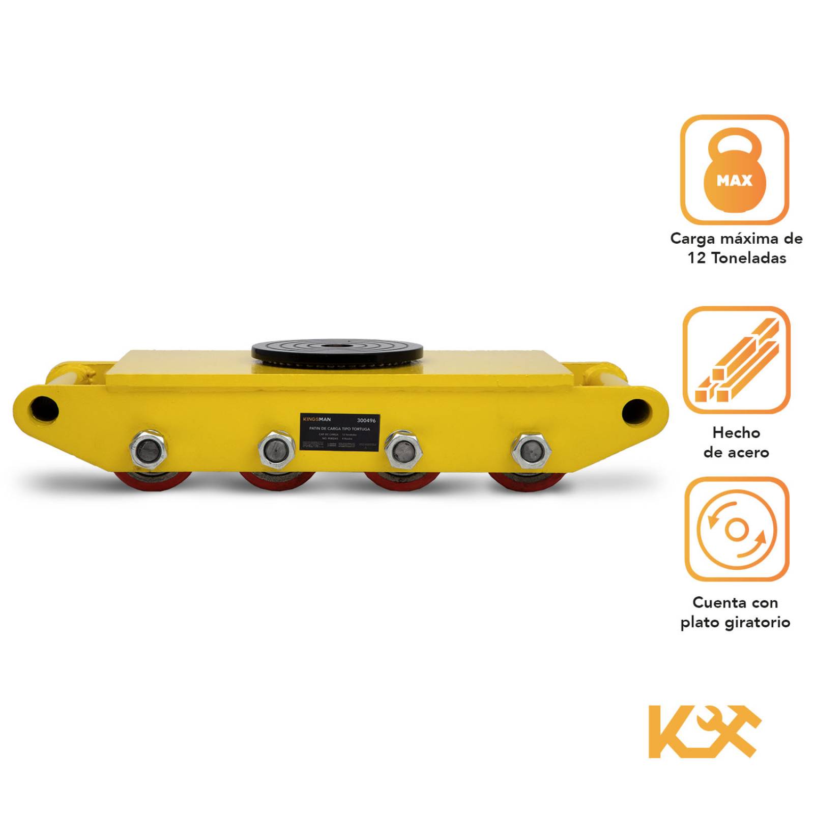 Patin de Carga Tortuga 12 Toneladas con 8 Ruedas CRA-12 Kingsman 