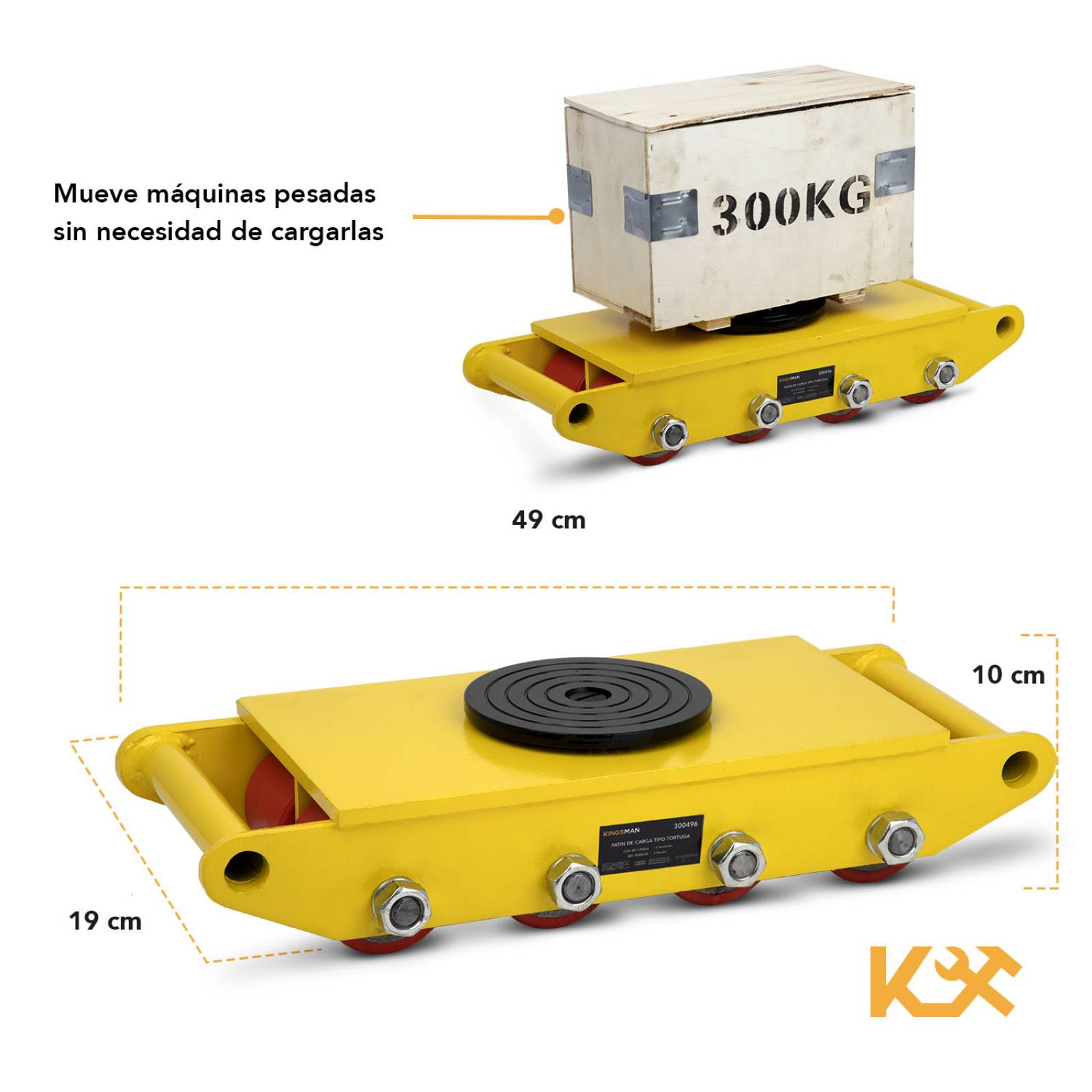 Patin de Carga Tortuga 12 Toneladas con 8 Ruedas CRA-12 Kingsman 