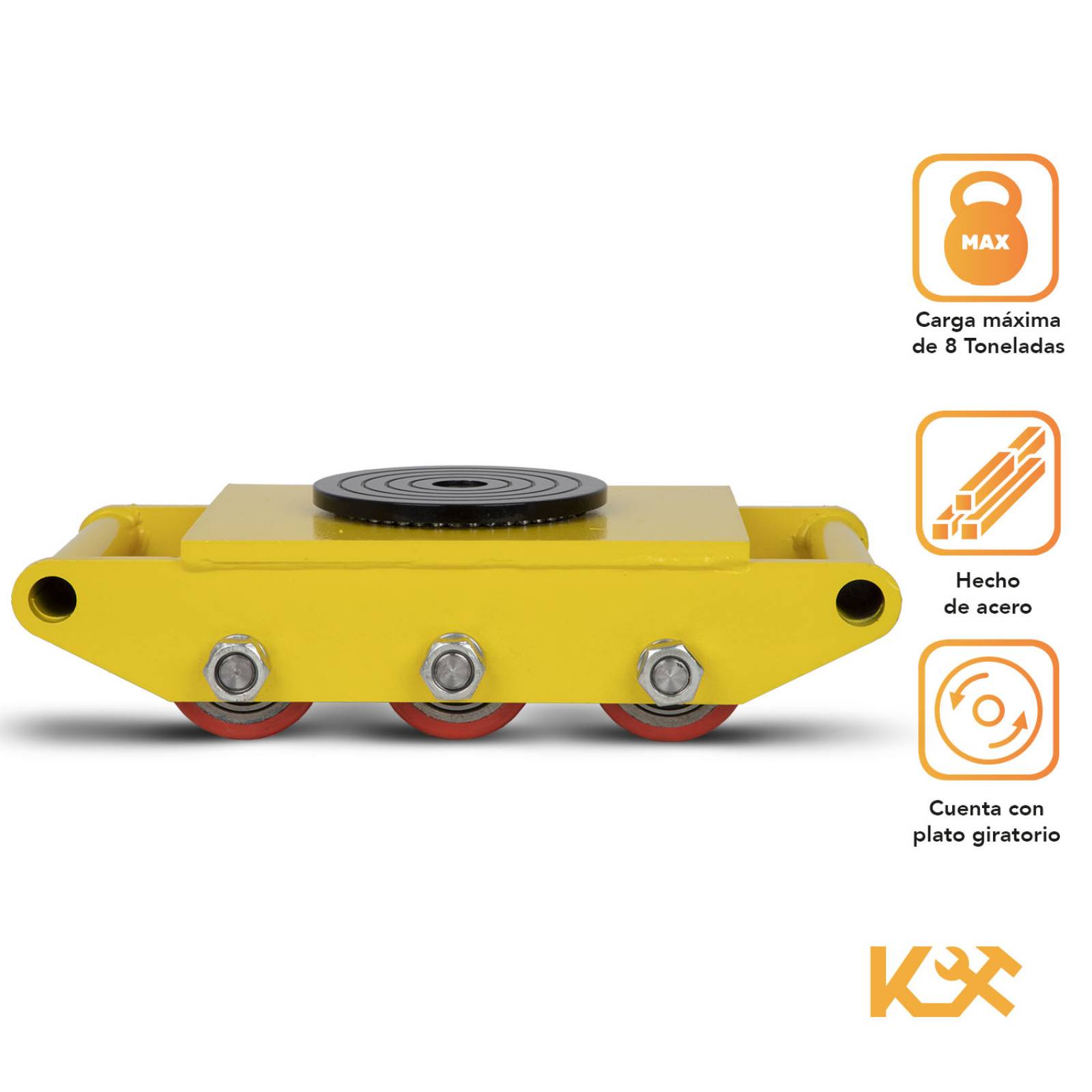 Patin de Carga Tortuga 4 a 8 Tons con 6 Ruedas CRA-8 Kingsman 