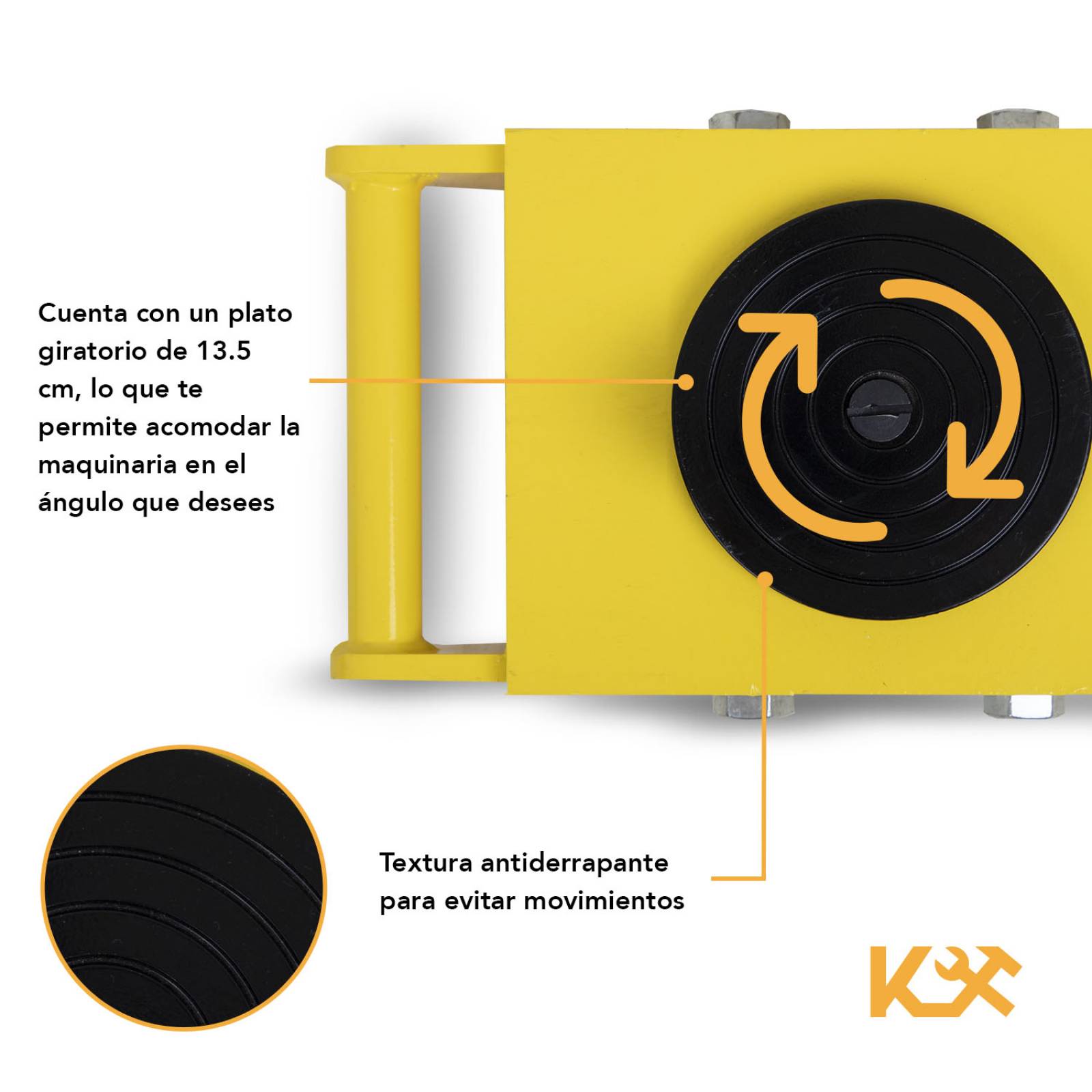 Patin de Carga Tortuga 4 a 8 Tons con 6 Ruedas CRA-8 Kingsman 