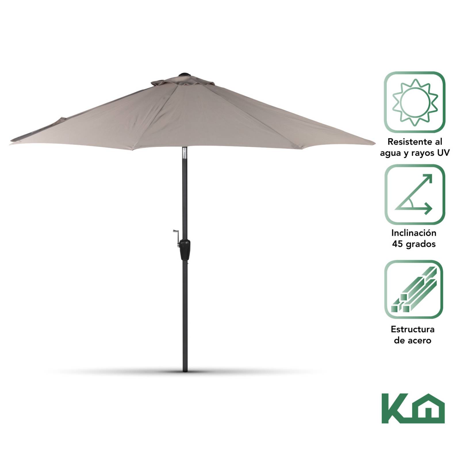 Sombrilla Para Jardín 2.70mts Angulo De Inclinacion Patio Arena