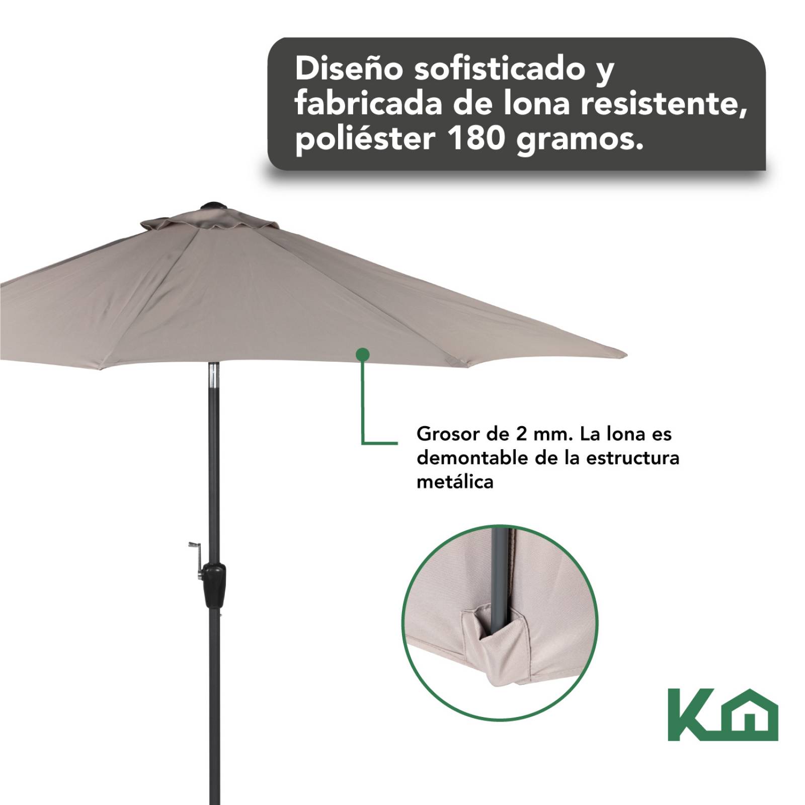 Sombrilla Para Jardín 2.70mts Angulo De Inclinacion Patio Arena