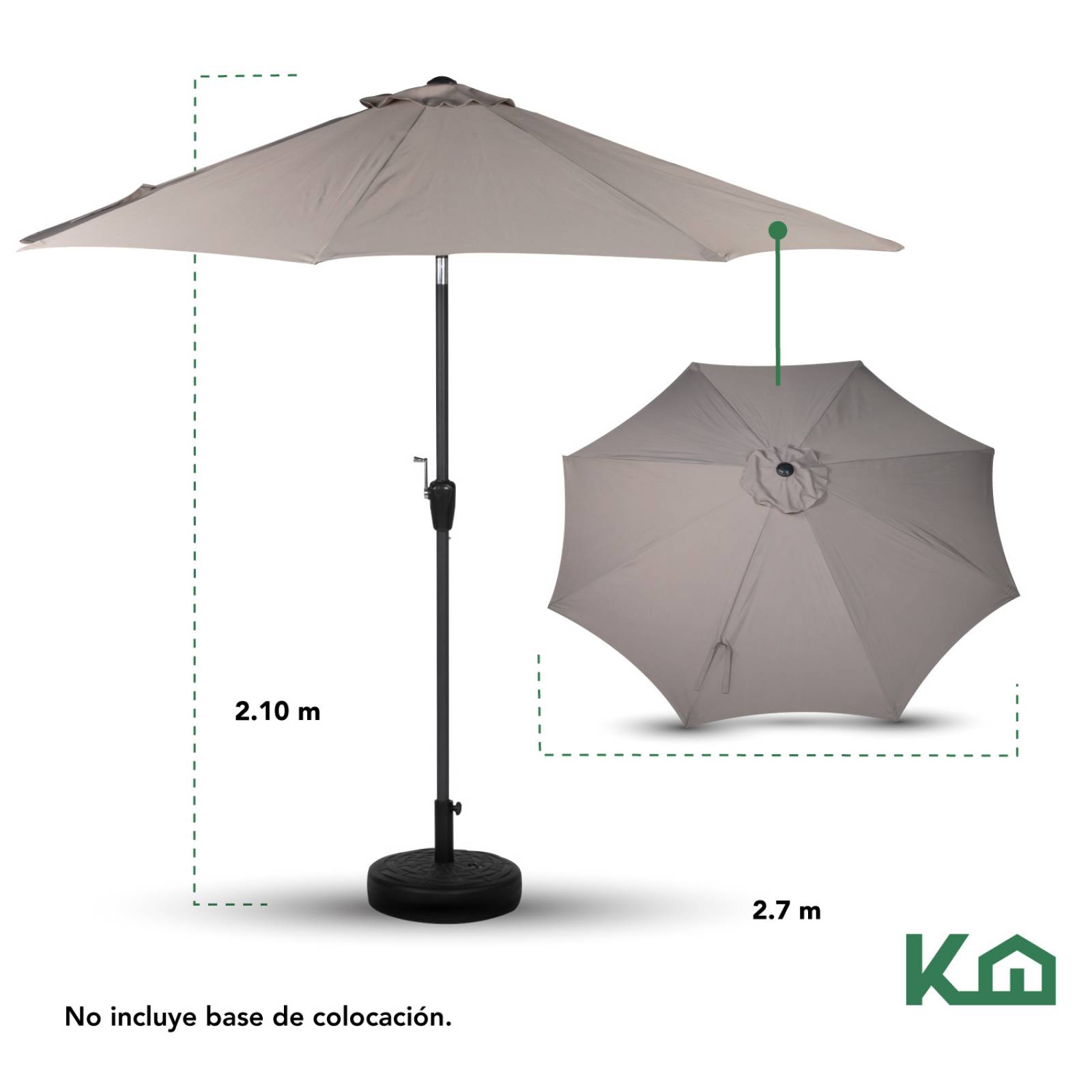 Sombrilla Para Jardín 2.70mts Angulo De Inclinacion Patio Arena
