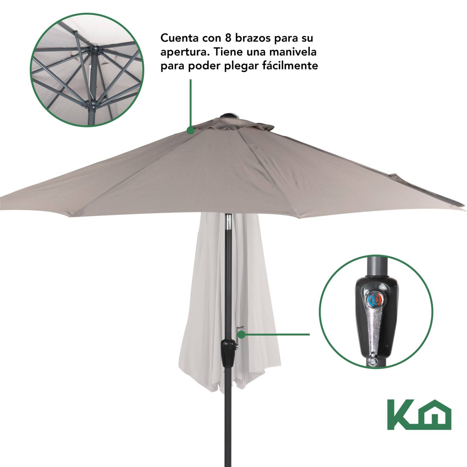 Sombrilla Para Jardín 2.70mts Angulo De Inclinacion Patio Arena