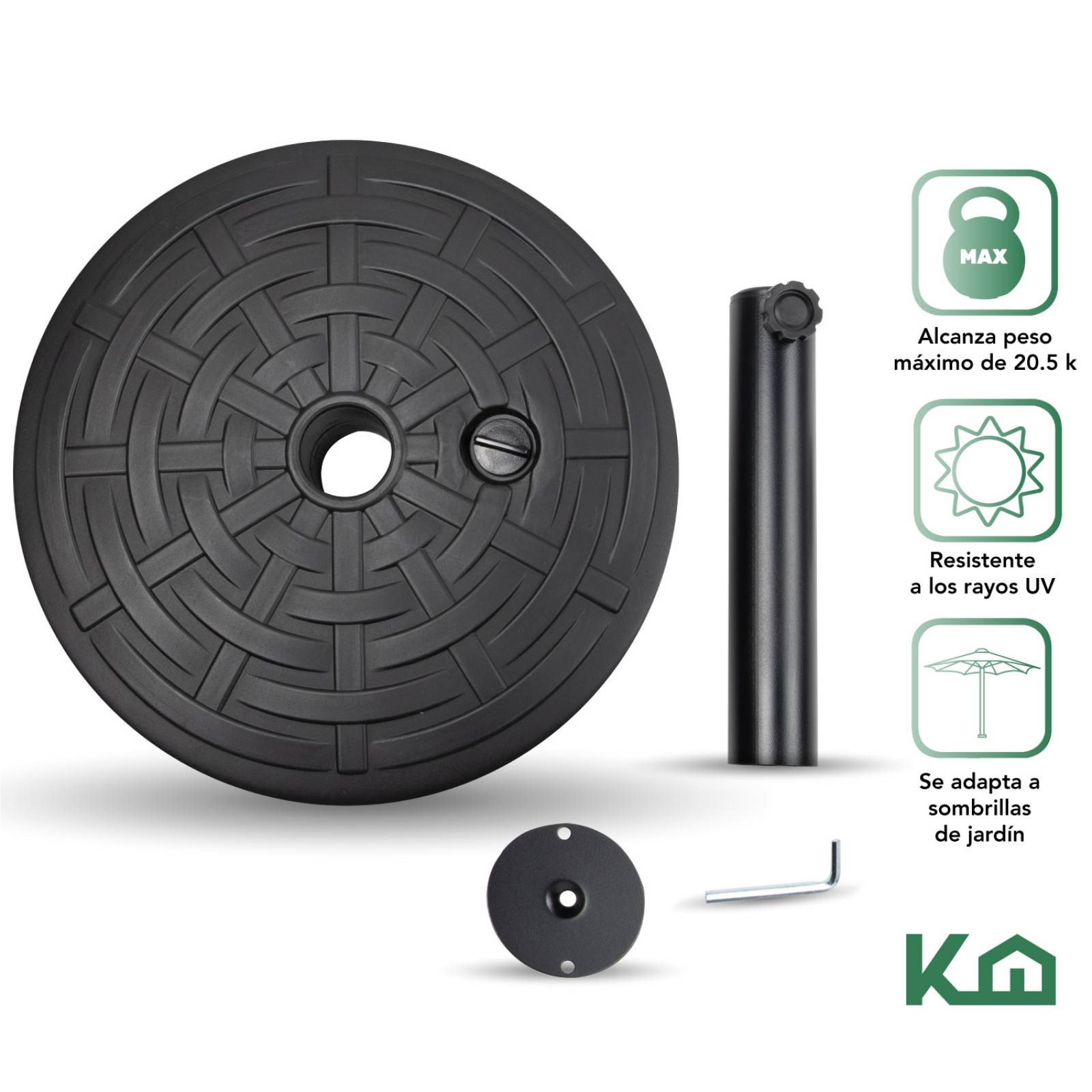 Base Para Sombrilla Jardin Hasta 2.70m Rellenable Arena Agua 