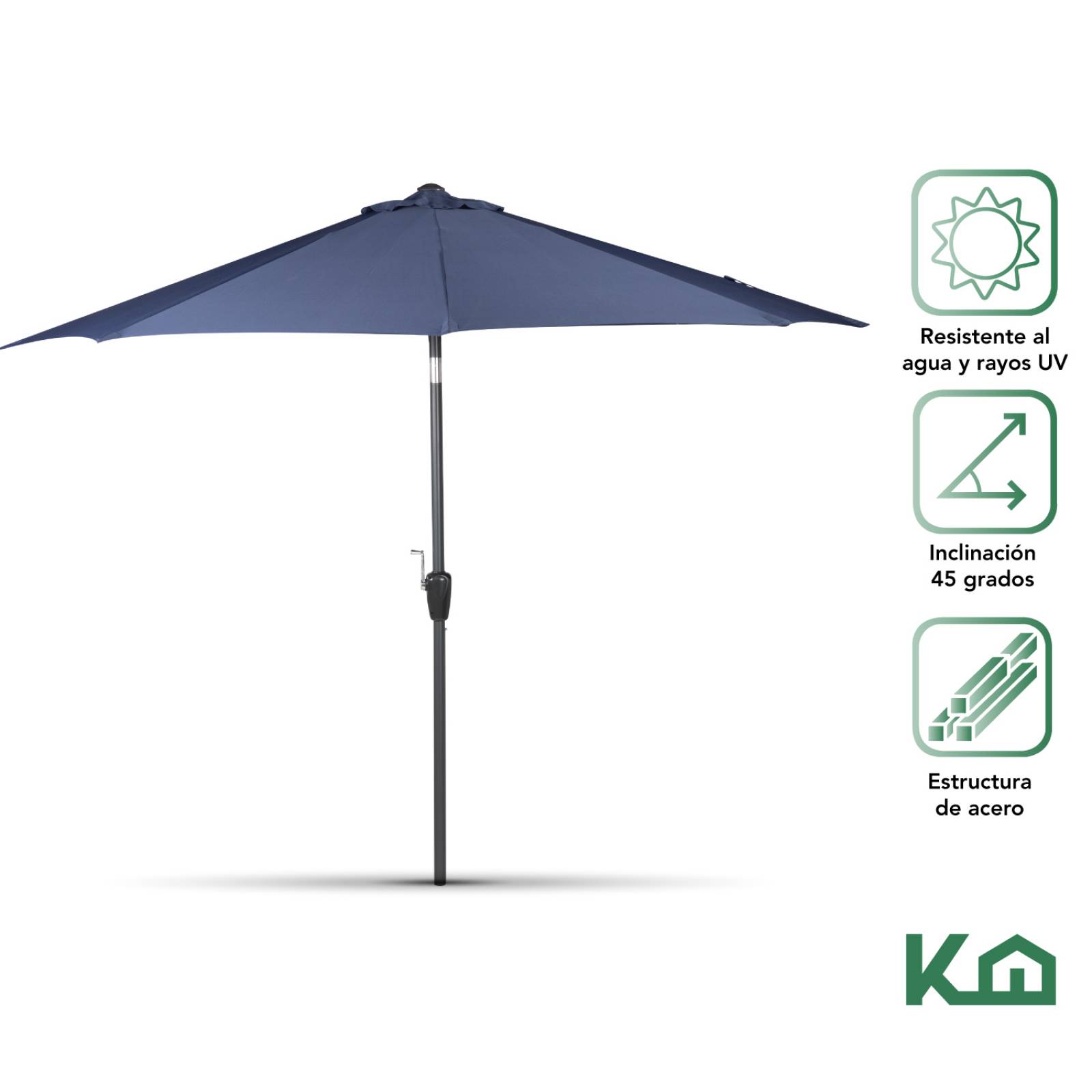 Sombrilla Para Jardín 2.70mts Angulo De Inclinacion Patio Azul