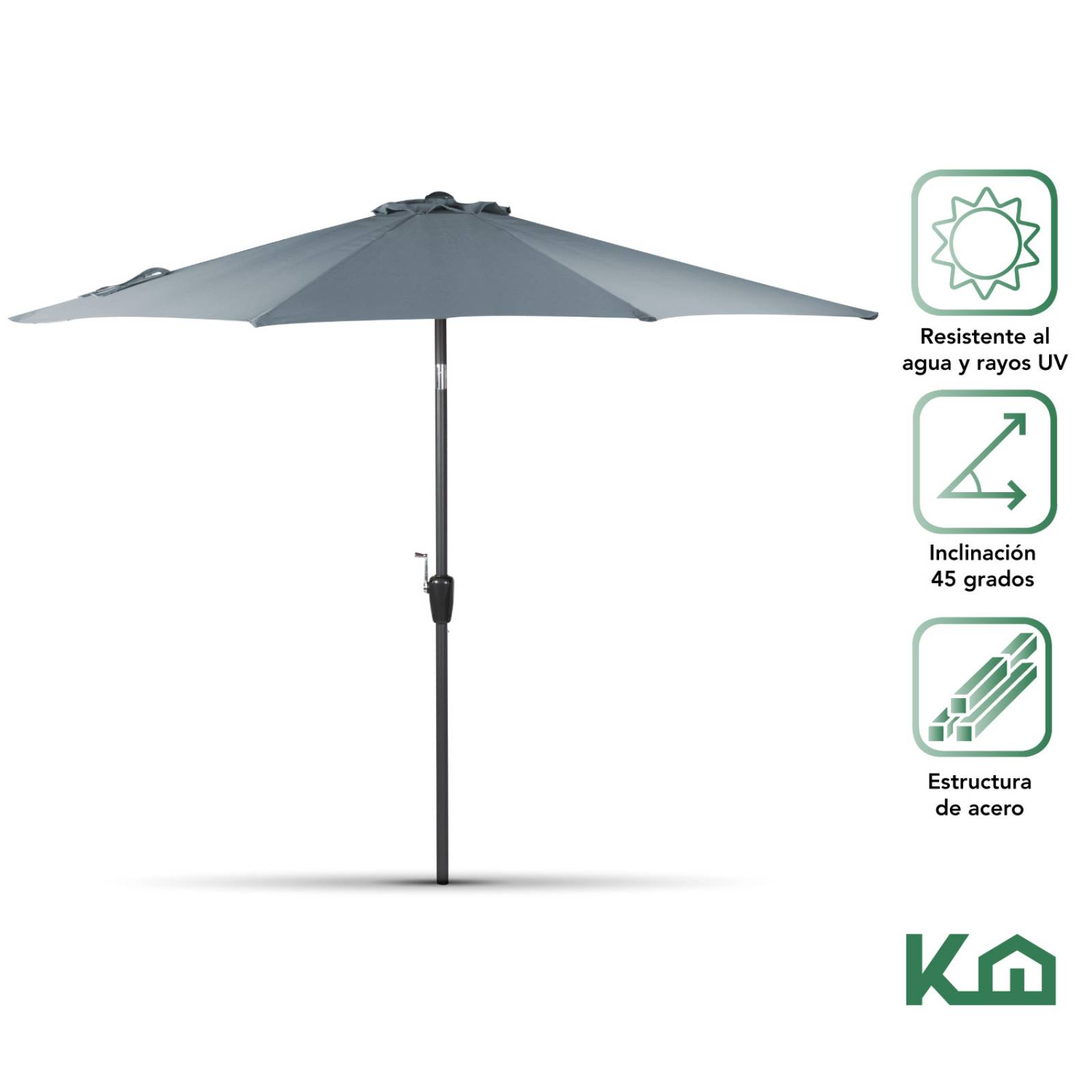 Sombrilla Para Jardin Playa Con Angulo Inclinacion 2 Piezas Gris 1