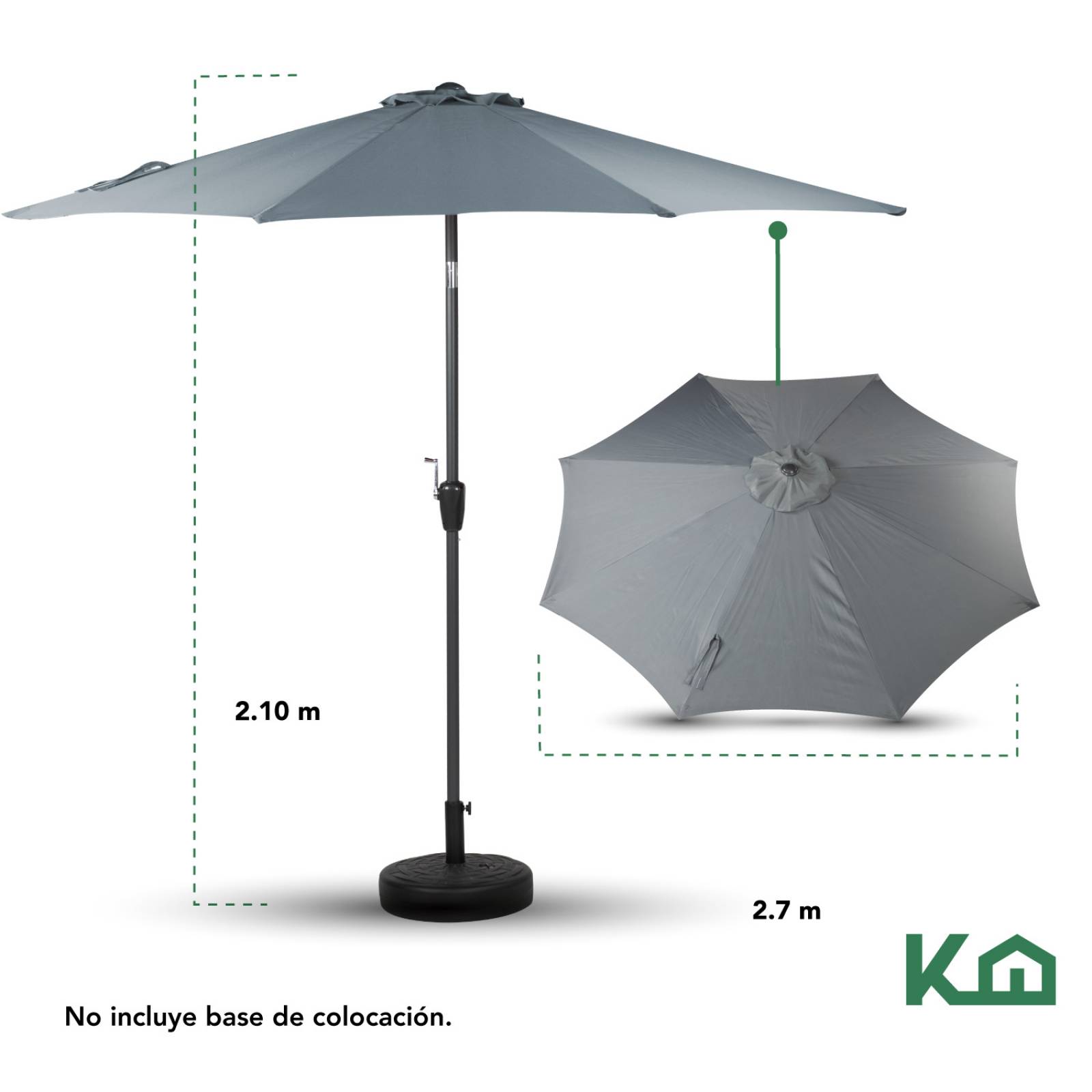 Sombrilla Para Jardin Playa Con Angulo Inclinacion 2 Piezas Gris 1