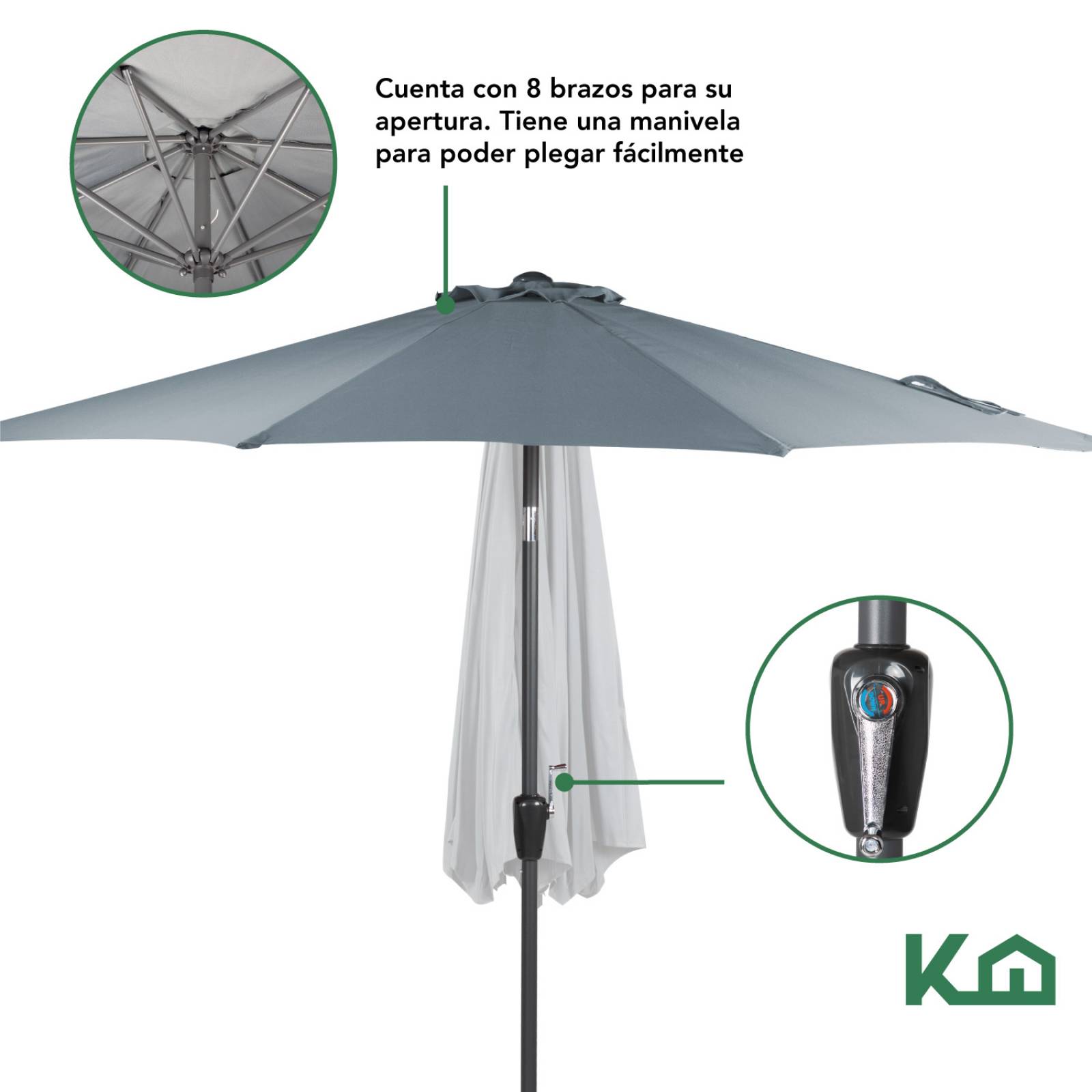Sombrilla Para Jardin Playa Con Angulo Inclinacion 2 Piezas Gris 1