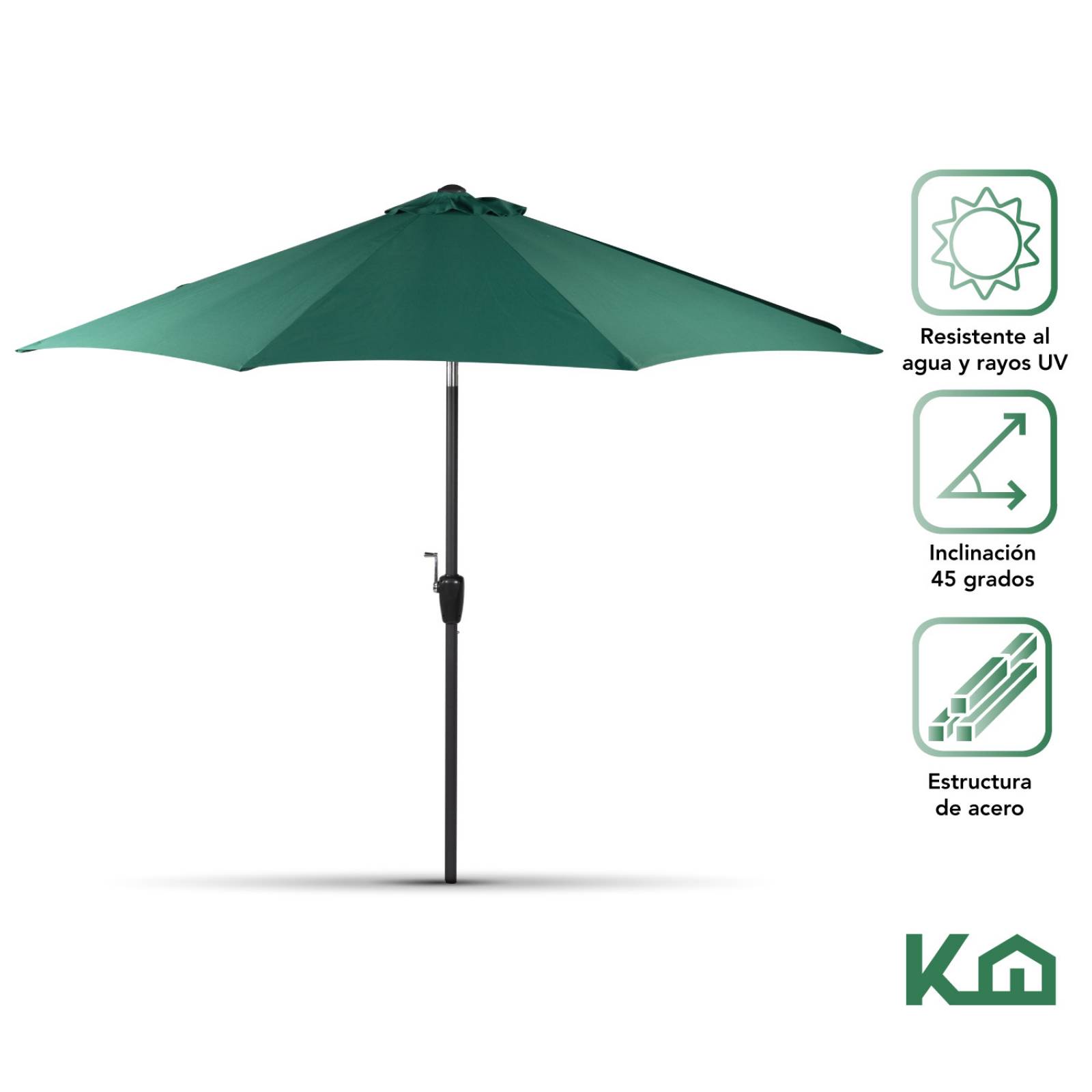 Sombrilla Para Jardin Playa Con Angulo Inclinacion 2 Piezas Verde 1