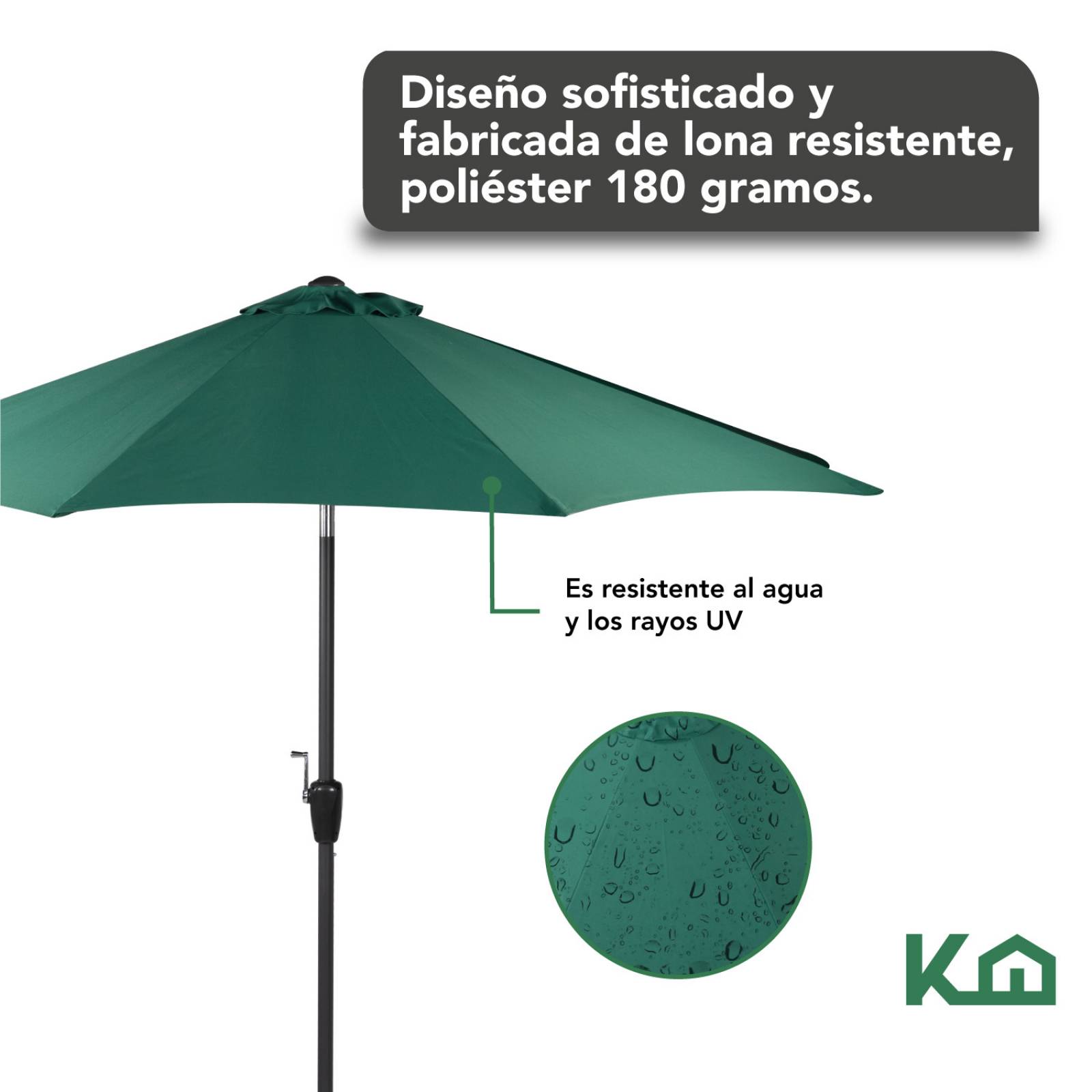 Sombrilla Para Jardin Playa Con Angulo Inclinacion 2 Piezas Verde 1