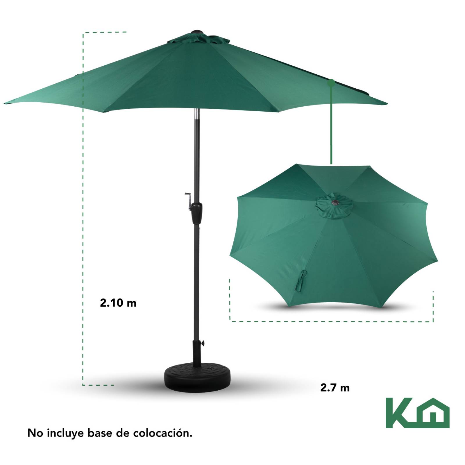 Sombrilla Para Jardin Playa Con Angulo Inclinacion 2 Piezas Verde 1