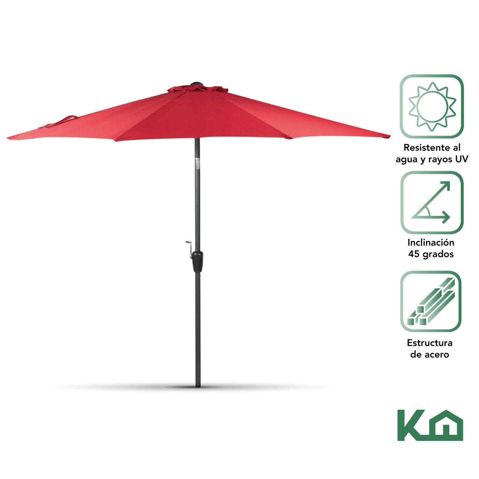 Sombrilla Para Jardin Playa Angulo De Inclinacion Kit 4 Pzas Rojo