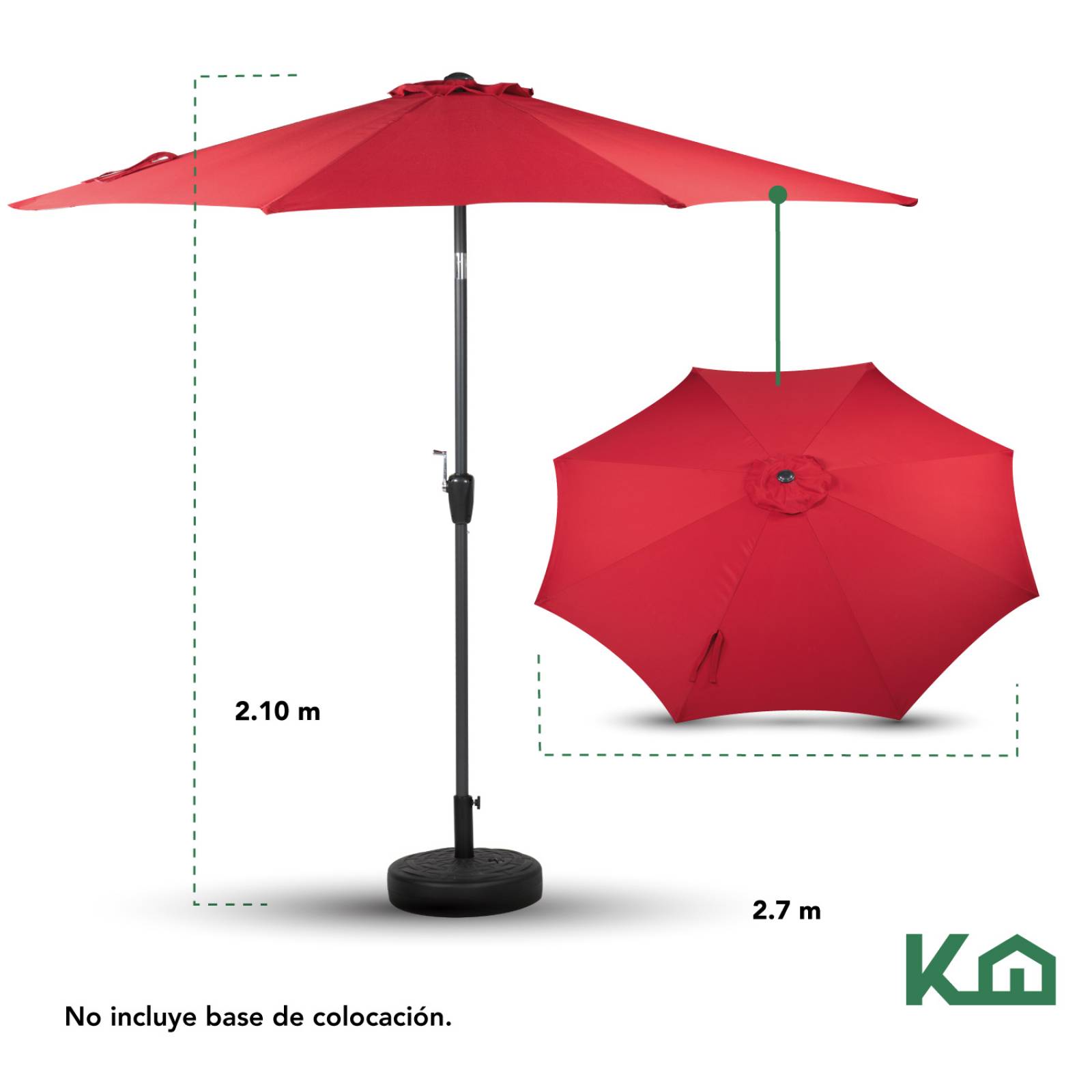 Sombrilla Para Jardin Playa Angulo De Inclinacion Kit 4 Pzas Rojo