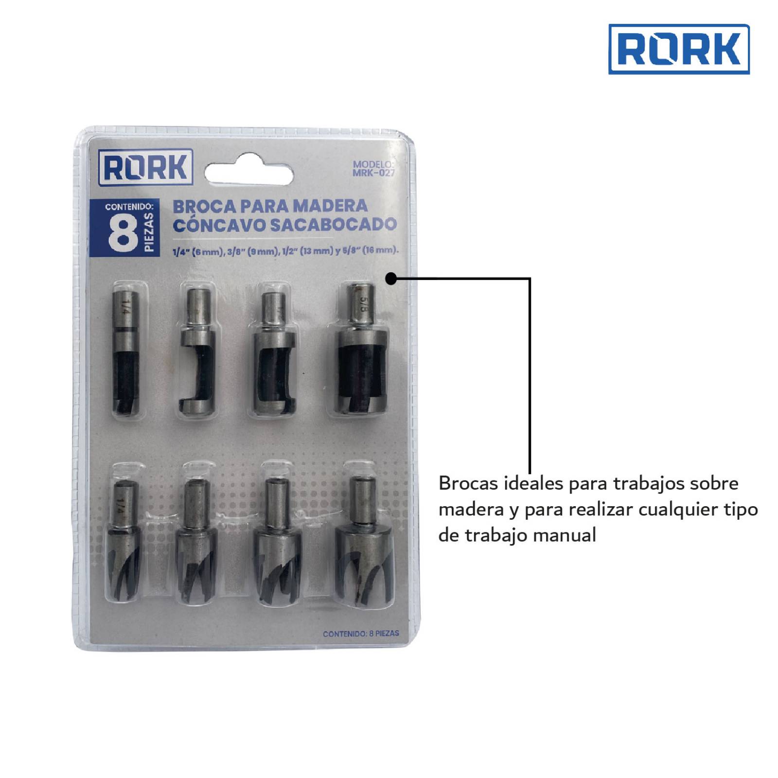 Juego Broca Sacabocado Clavacote Madera Concavo Carpintero 