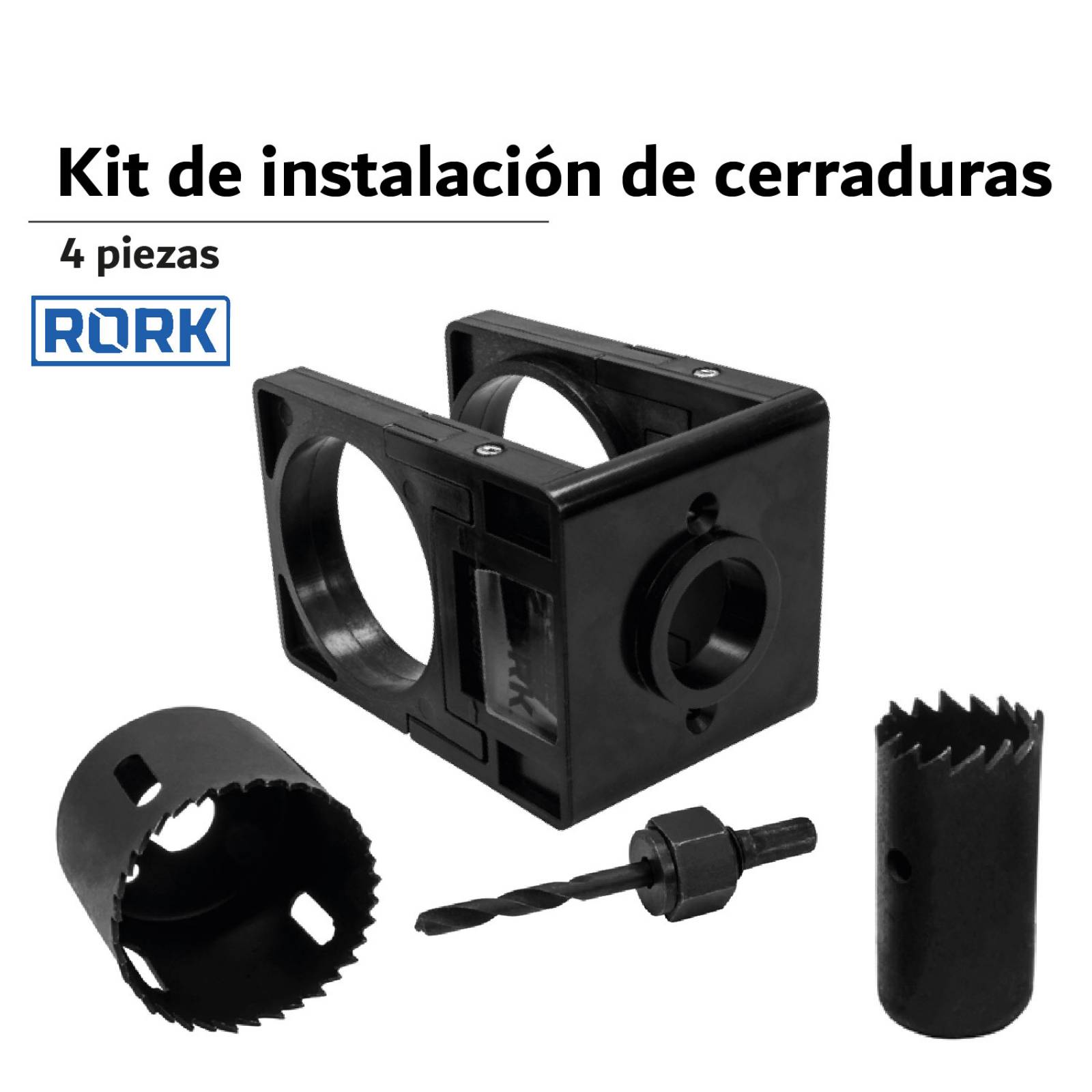 Kit Broca Instalacion Cerradura Puerta Profesional 4 Piezas 
