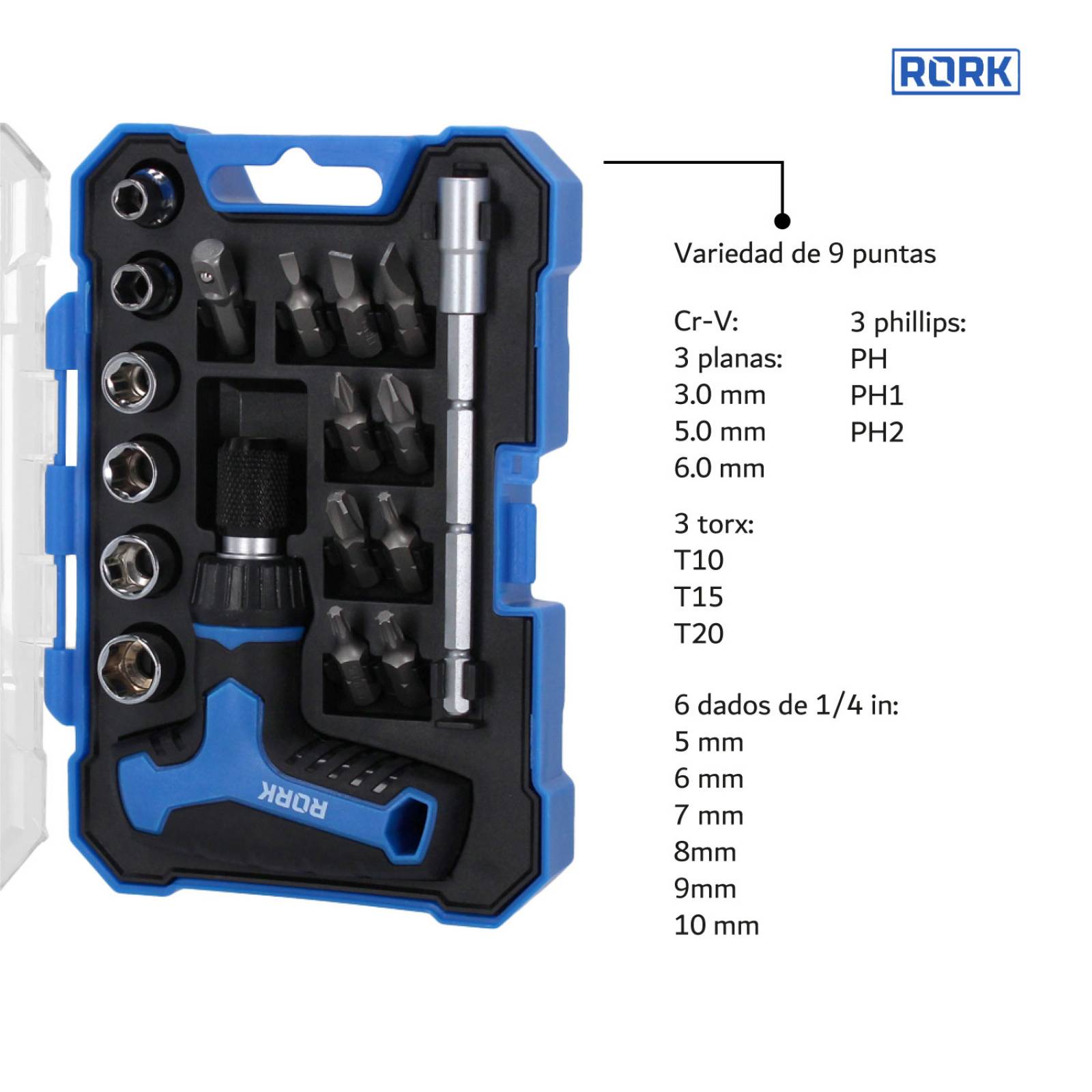 Kit Desarmador Mini Matraca En T Extencion Precisión 18pzas