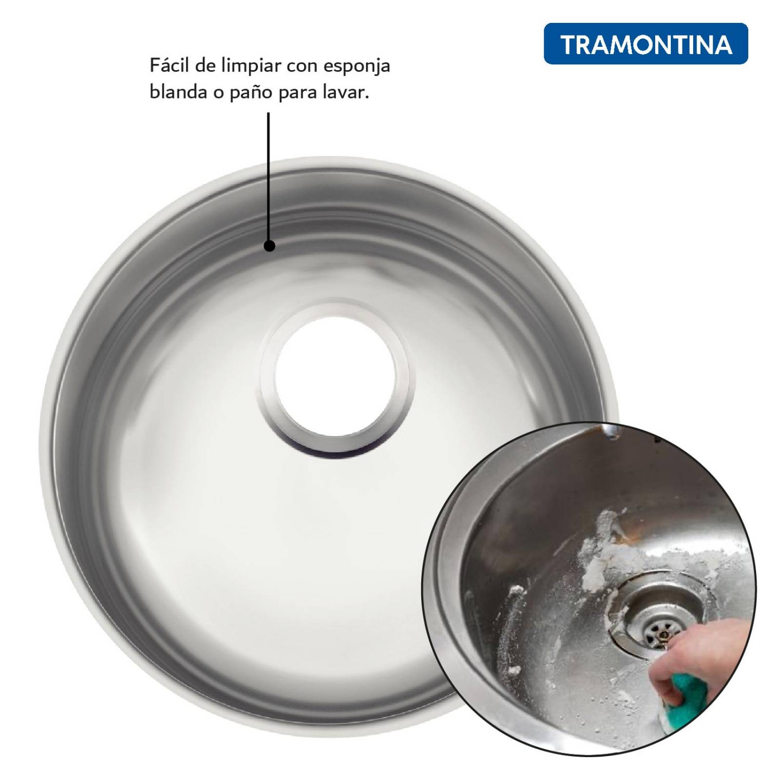 Fregadero Redondo Tarja Lavabo Acero Inoxidable Tramontina 