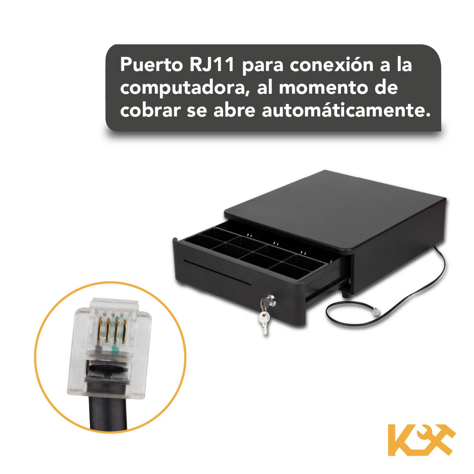 Caja Dinero 33 cm con Cajon y Ranura Para Punto de Venta Con Puerto RJ11 303080 Kingsman 