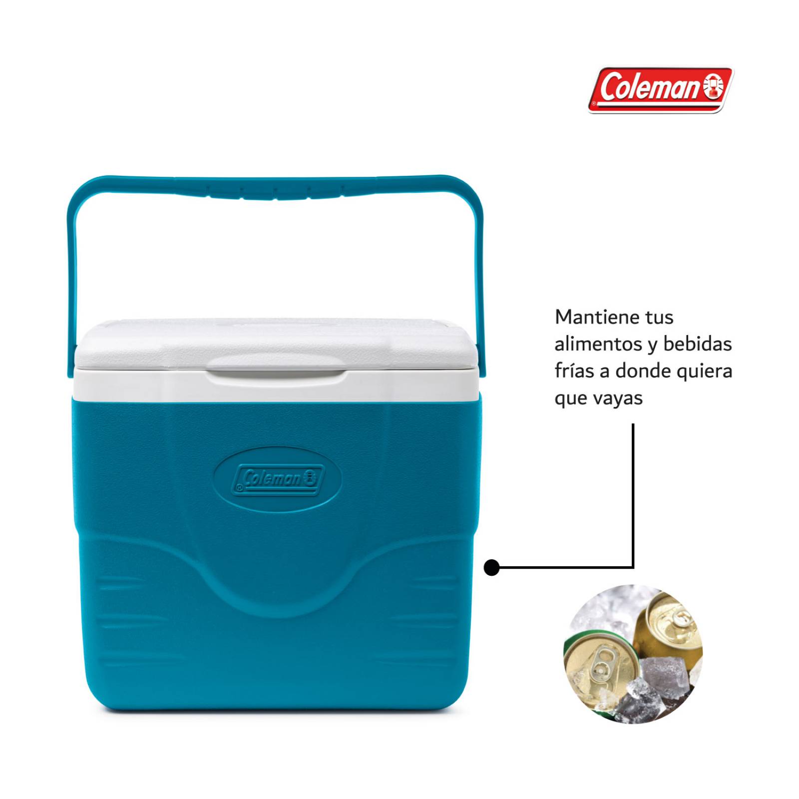 Hielera Coleman Portatil Con Asa 9qt 8 Litros Para 10 Latas Azul turquesa