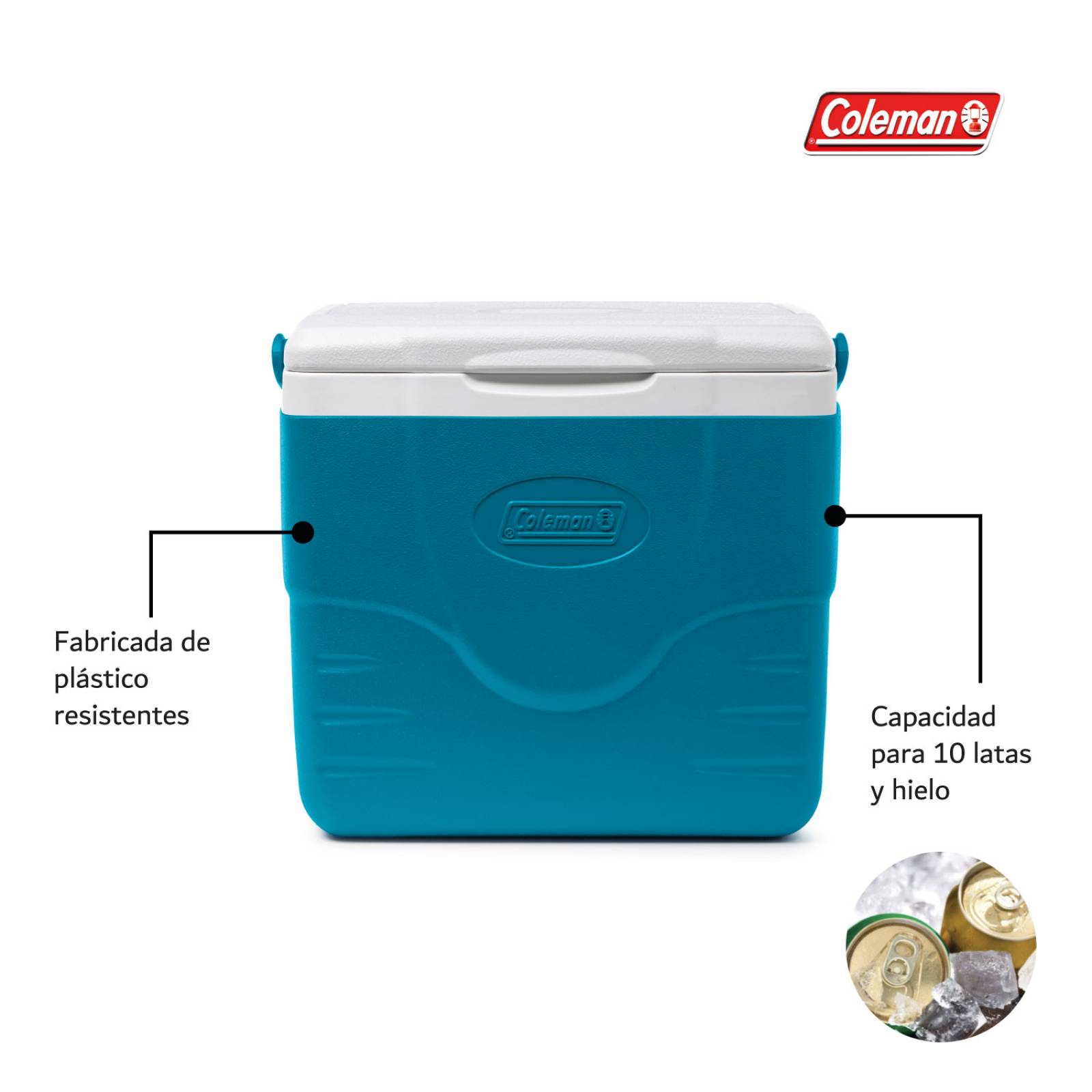 Hielera Coleman Portatil Con Asa 9qt 8 Litros Para 10 Latas Azul turquesa