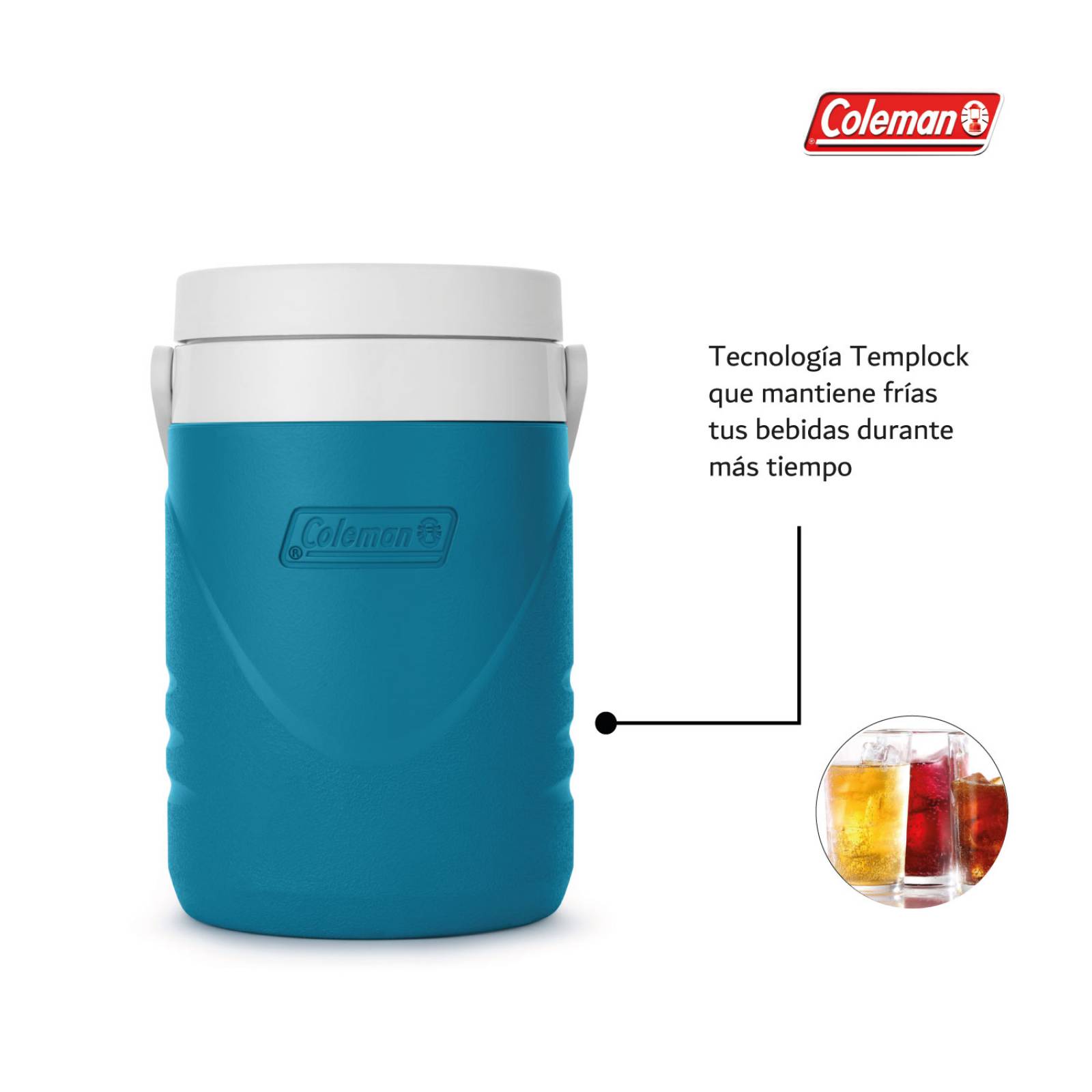 Termo Coleman Chiller De 1 Galon 3 Litros Con Asa Portatil Azul turquesa