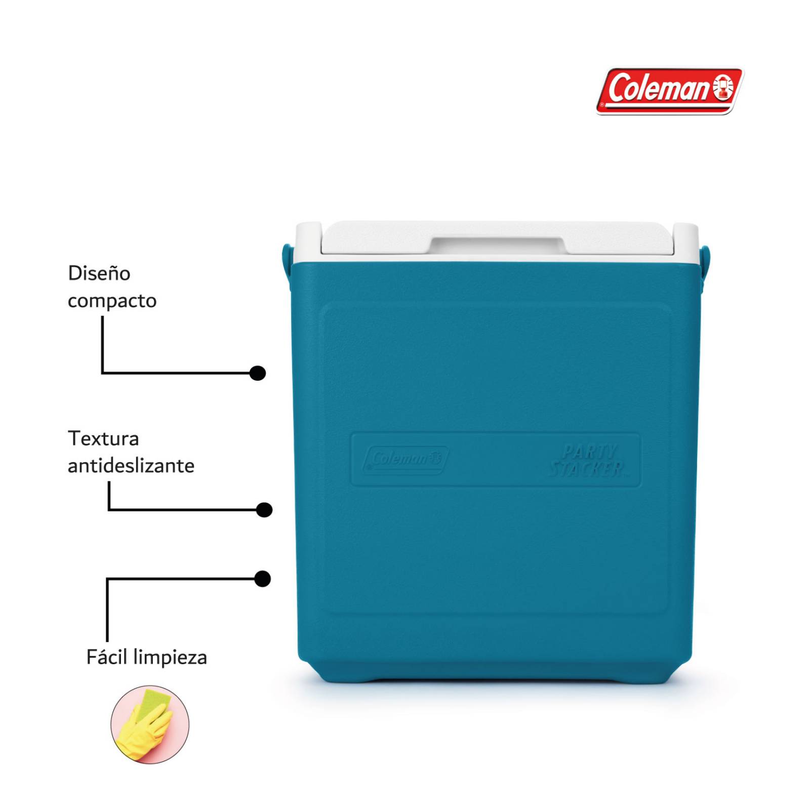 Hielera Coleman Chiller 18qt 17lts Para 20 Latas Portatil Estandar Azul turquesa
