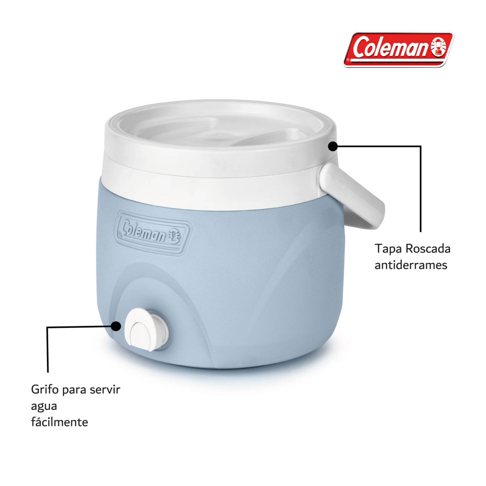 Termo Coleman Portatil 2 Galones 7 Litros Con Asa Y Grifo 1 Azul celeste