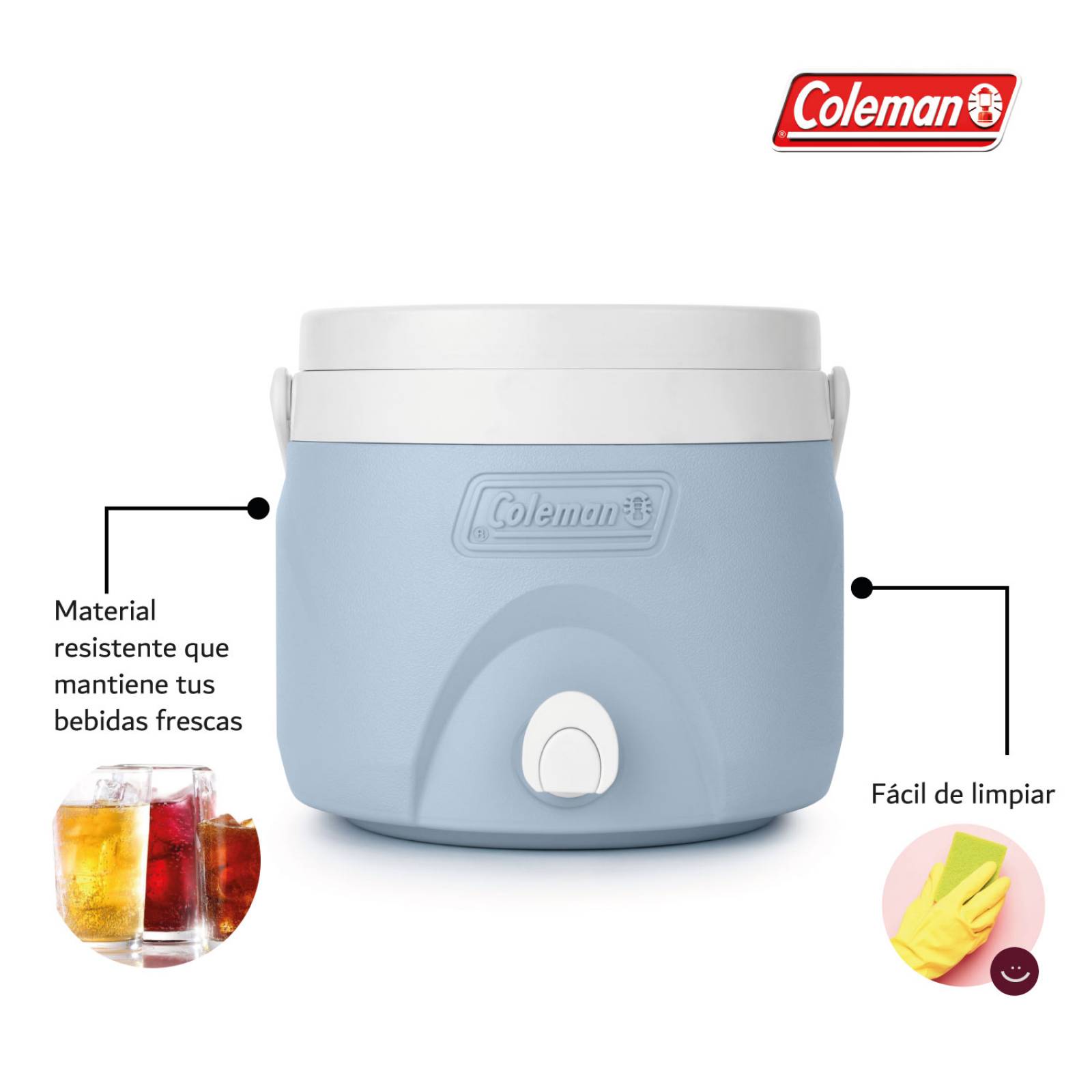Termo Coleman Portatil 2 Galones 7 Litros Con Asa Y Grifo 1 Azul celeste
