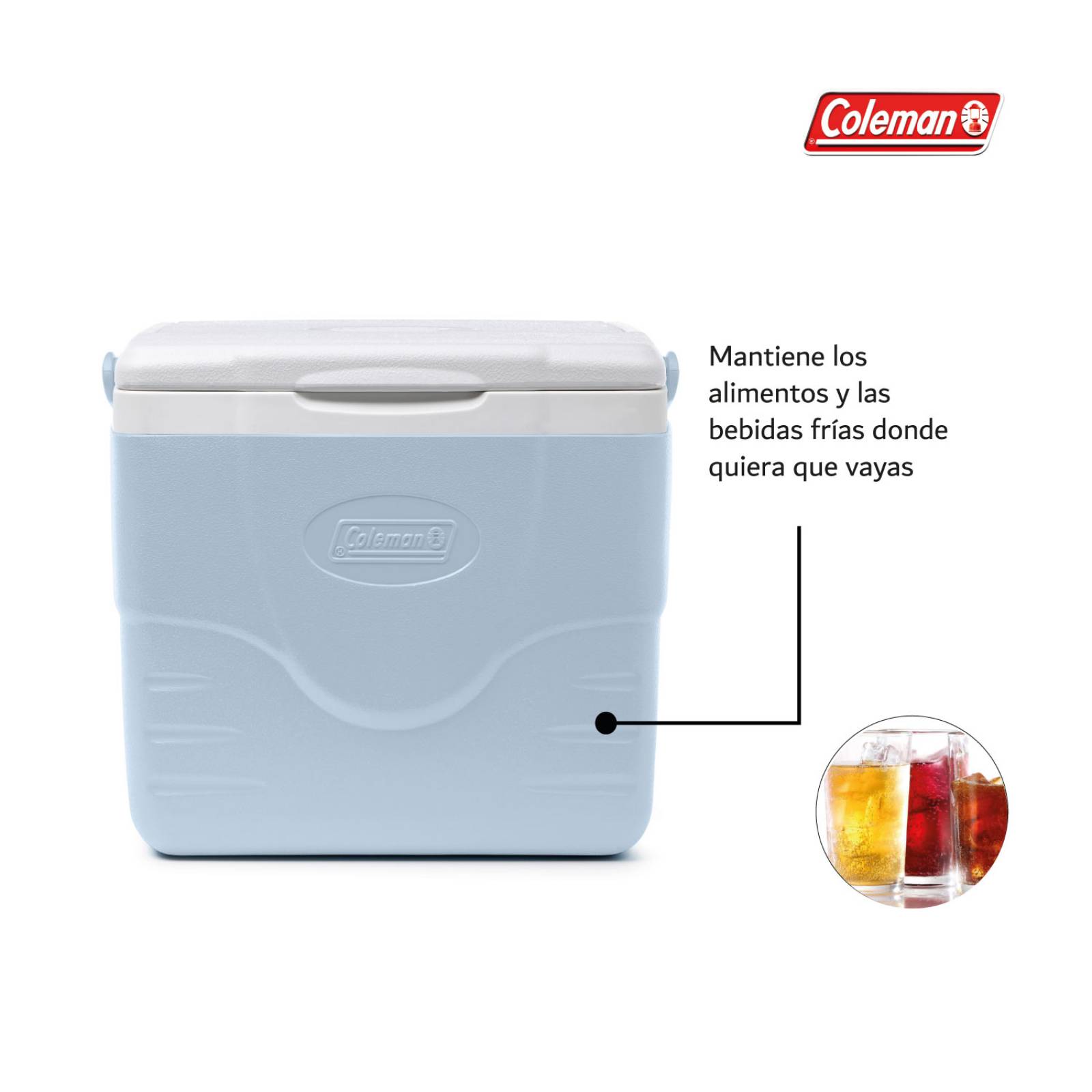 Hielera Coleman Portatil Con Asa 9qt 8 Litros Para 10 Latas Azul celeste