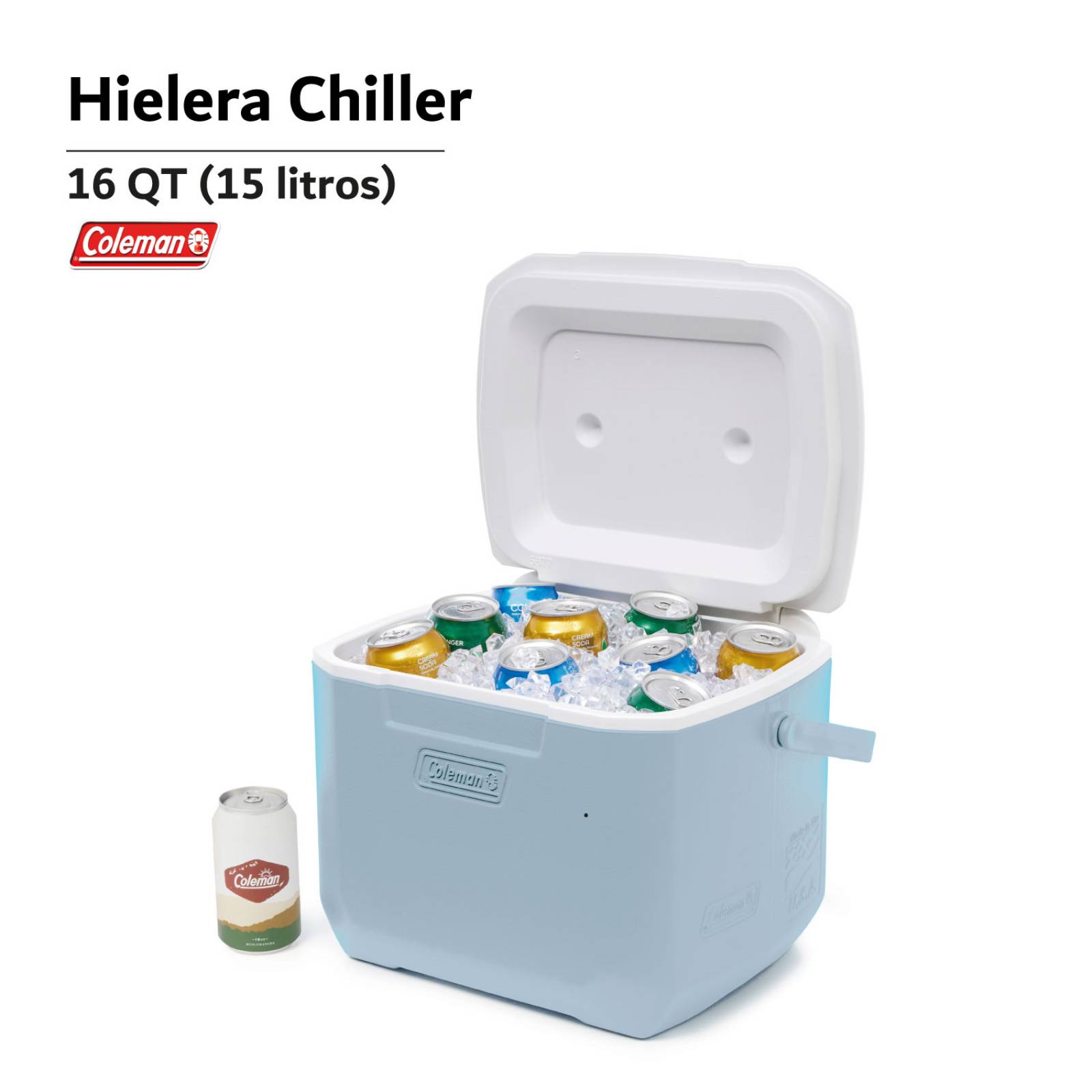 Hielera Coleman Portatil 16qt 15lts Con Asa Para 22 Latas Azul turquesa
