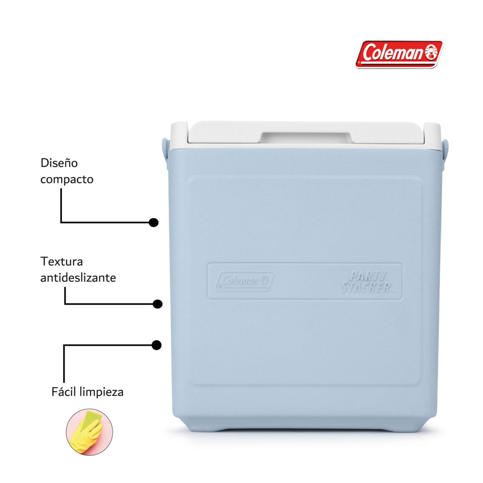 Hielera Coleman Chiller 18qt 17lts Para 20 Latas Portatil Azul celeste