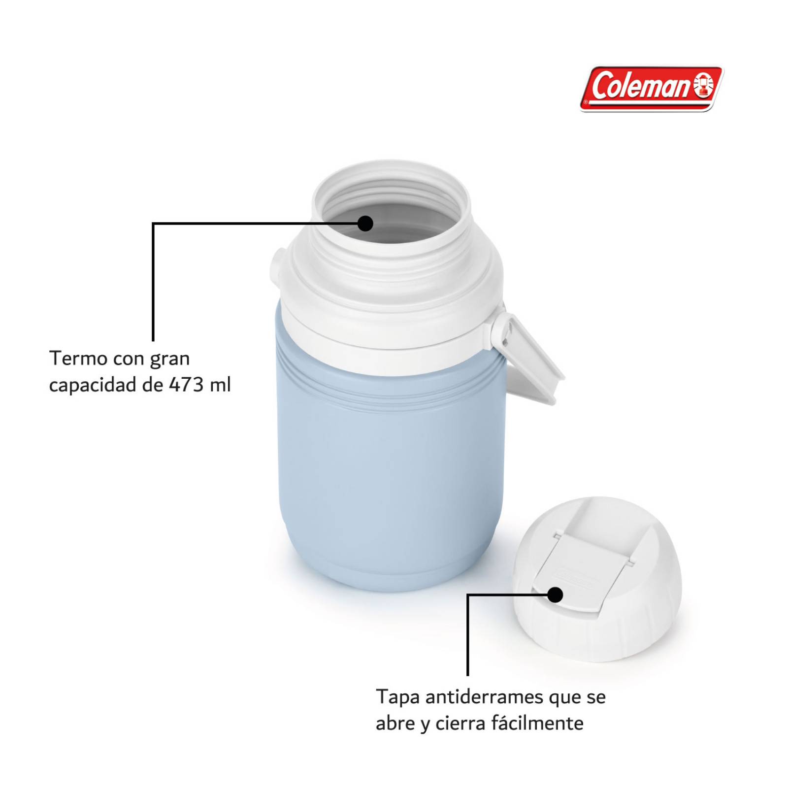 Combo Coleman 3 Piezas Hielera Portatil 48/5qt + Termo 473ml 1 Azul celeste