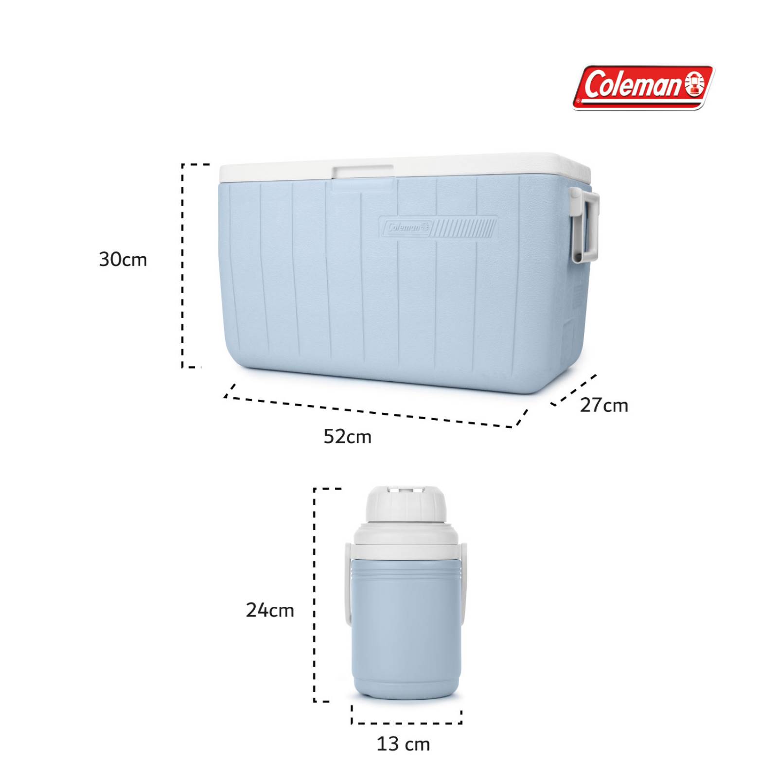 Combo Coleman 3 Piezas Hielera Portatil 48/5qt + Termo 473ml 1 Azul celeste