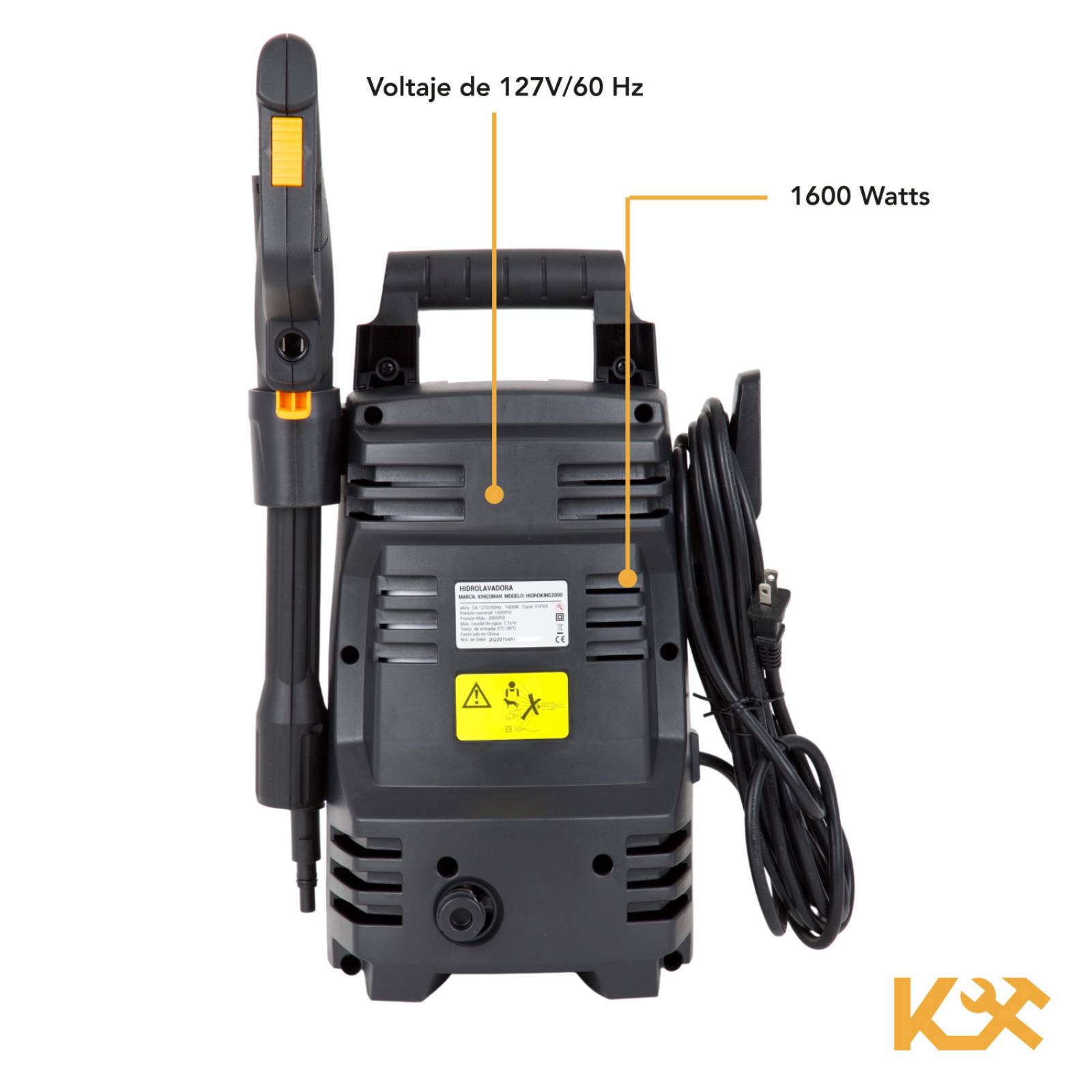 Hidrolavadora Eléctrica Portatil 2000 Psi 1600w + Accesorios 