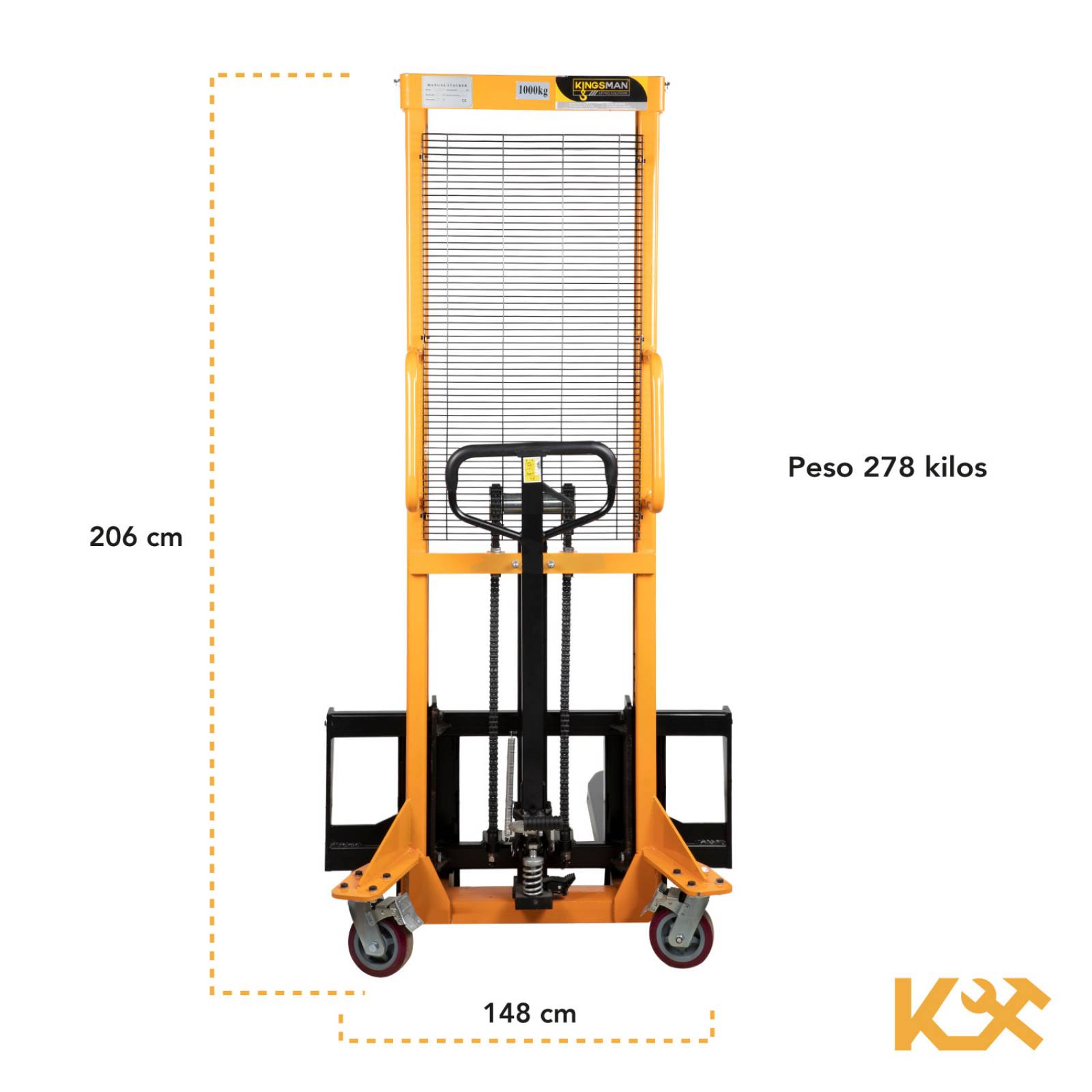 Patin Traspaleta Con Montacargas 1 Ton 1.6 Manual Kingsman 