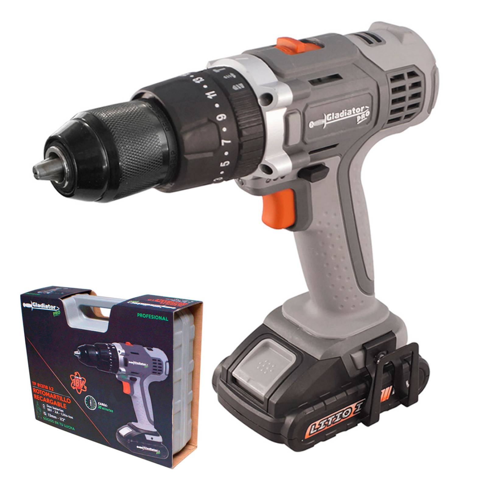 Taladro Percutor Inalambrico 1/2 + Desbrozadora Recargable 