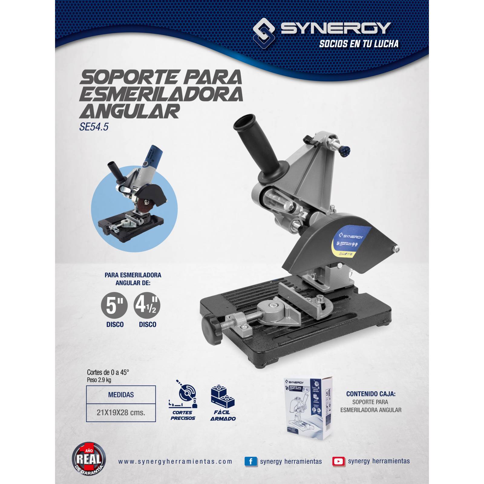 Soporte Para Esmeril Angular 125mm Base Universal Synergy 