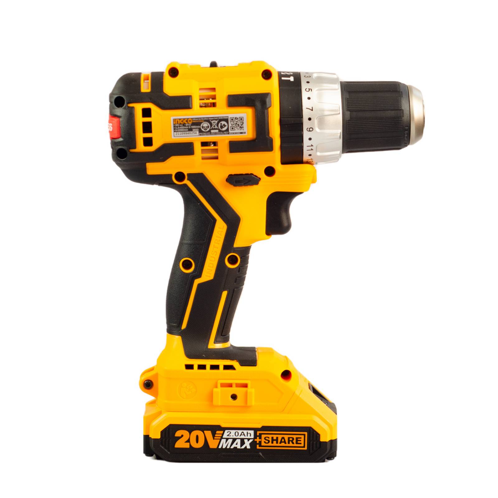 Taladro Inalambrico 20v Brushless + 2 Baterias Maleta Ingco 