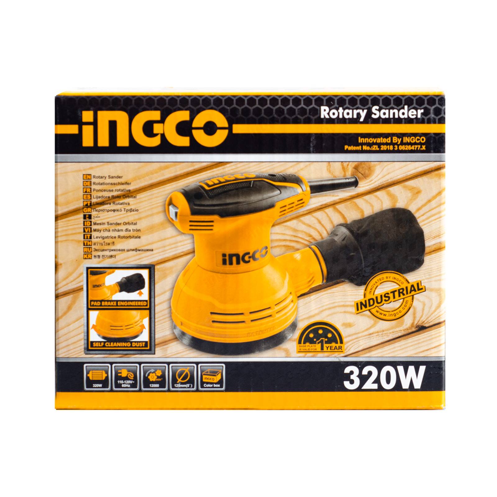 Lijadora Roto orbital Electrica + 5 lijas Para Madera Ingco 