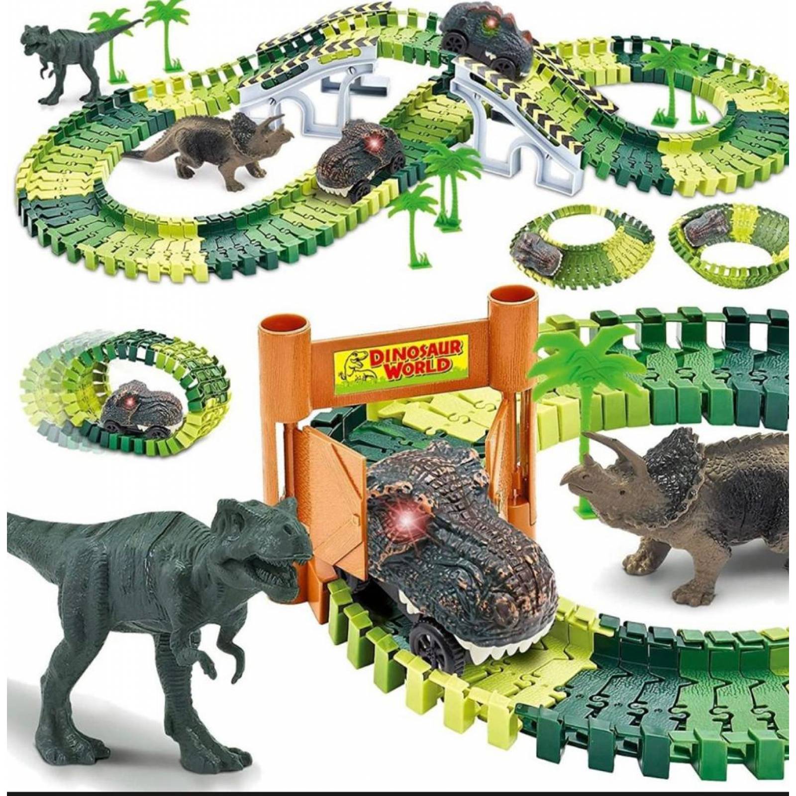 Pista de Carreras Juguete Jurasica Dinosaurios Giro 360