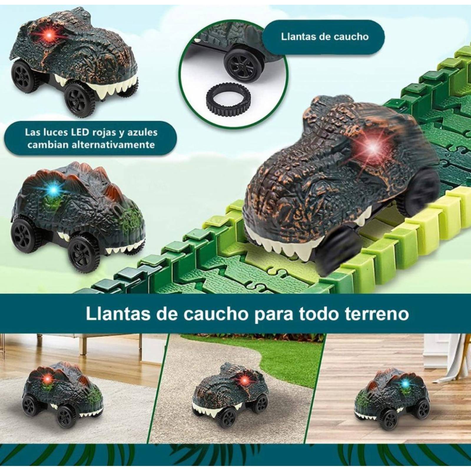 Pista de Carreras Juguete Jurasica Dinosaurios Giro 360