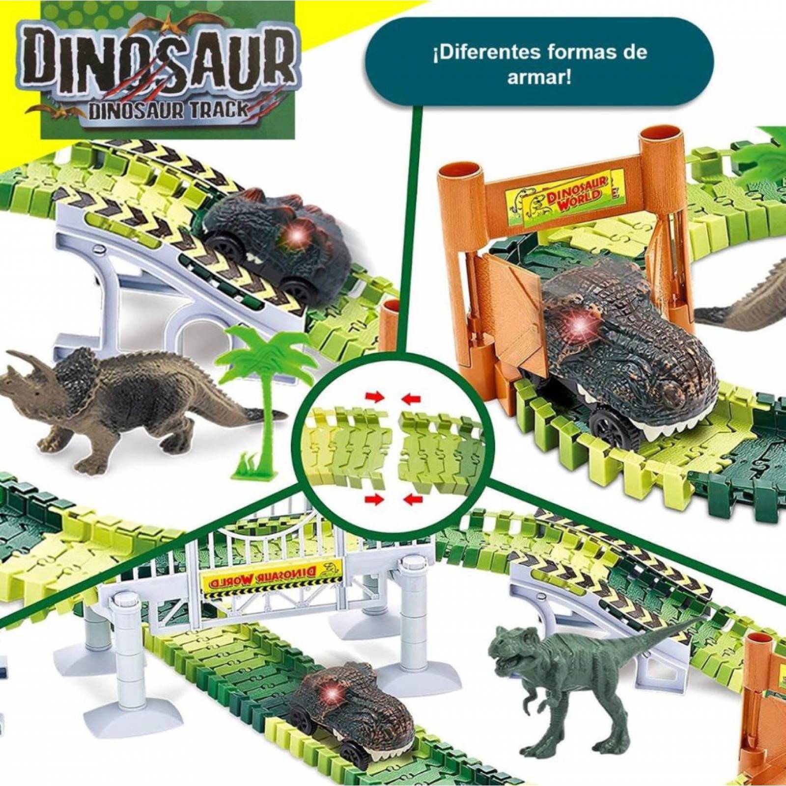 Pista de Carreras Juguete Jurasica Dinosaurios Giro 360