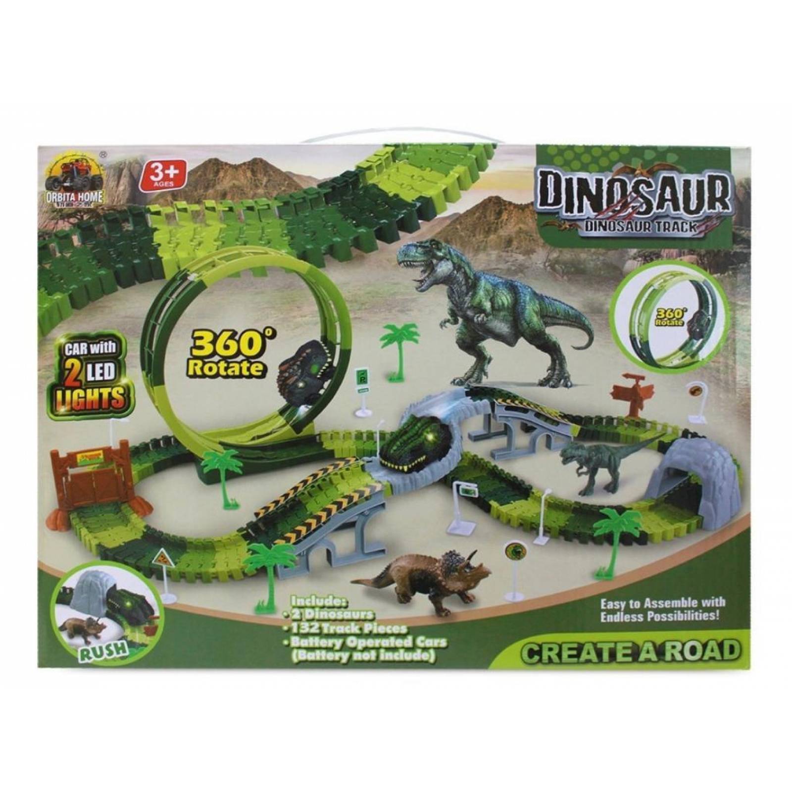 Pista de Carreras Juguete Jurasica Dinosaurios Giro 360