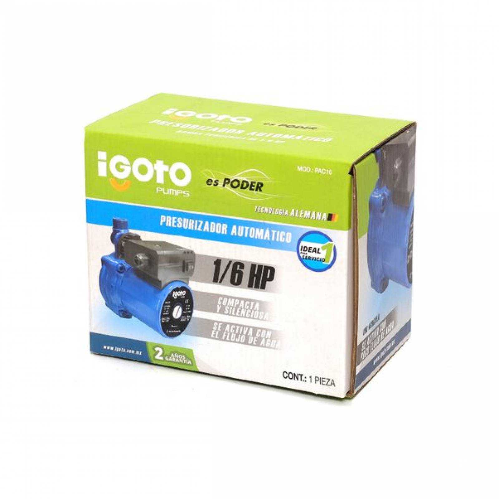 Bomba Presurizador Automatico Igoto PAC21 2 Servicios 1/3 Hp 