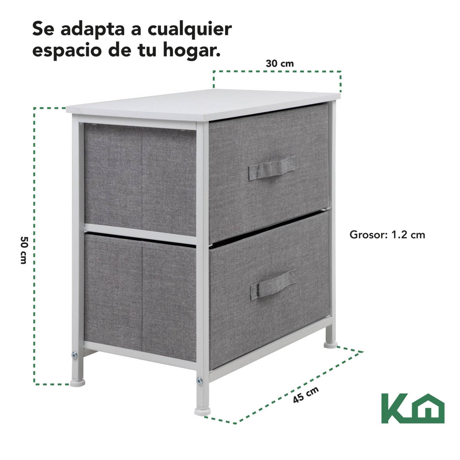 Comoda Cajonera con 2 Cajones Buro Mueble de Tela Madera