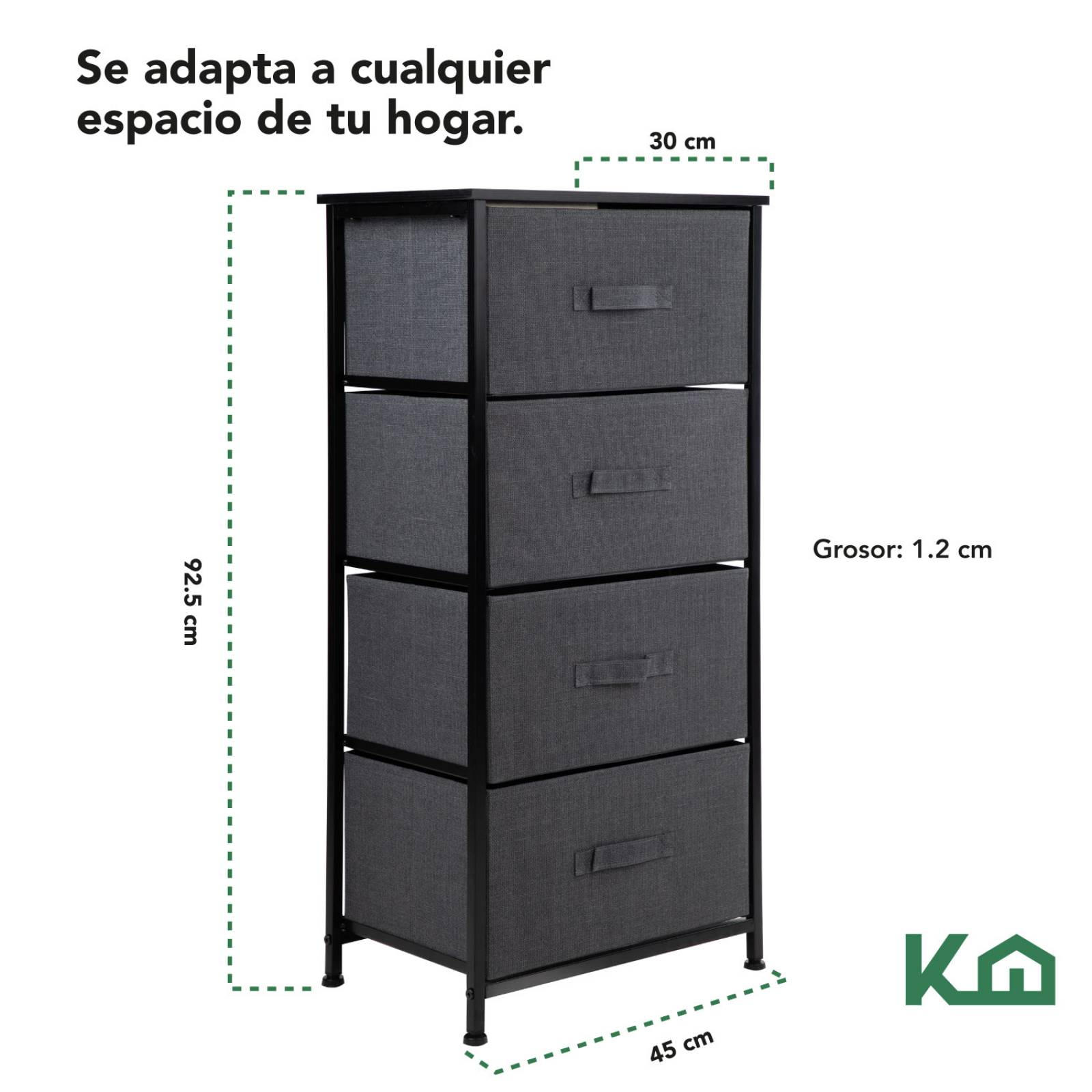 Comoda Cajonera de 4 Cajones Mueble Organizador Tela Madera