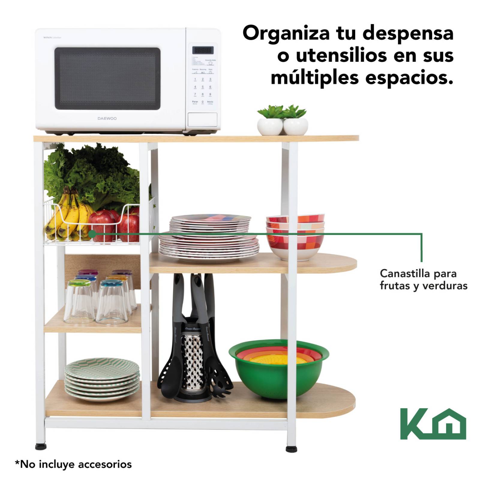 Rack Mueble Cocina Multiusos Horno de Microondas y Garrafón 